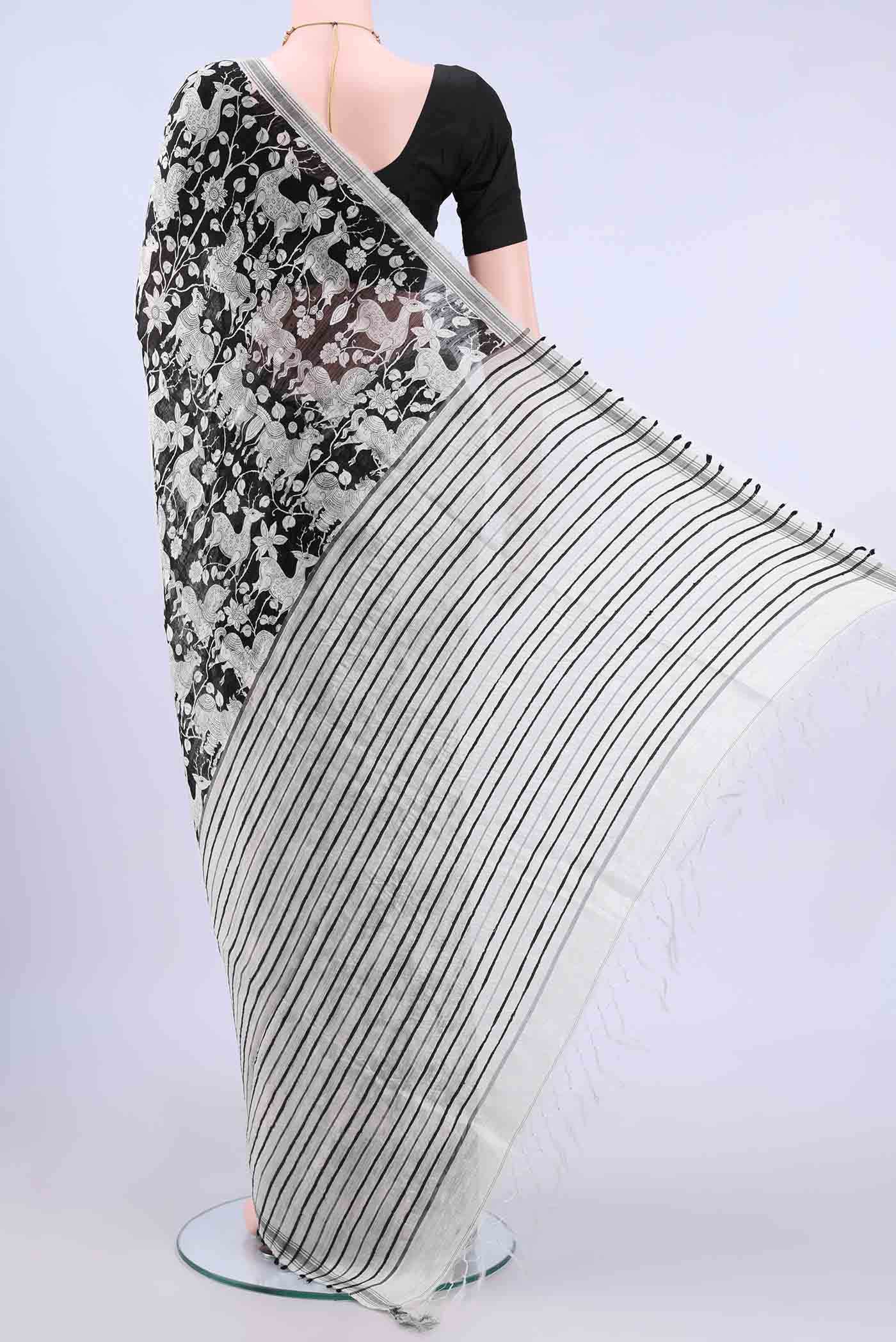 Black Tussar Silk Saree