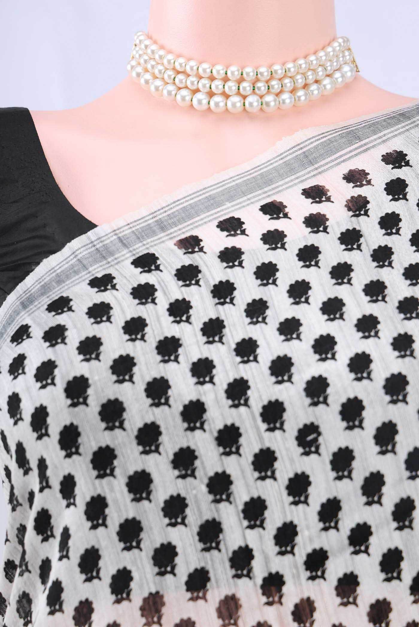 Black Tussar Silk Saree