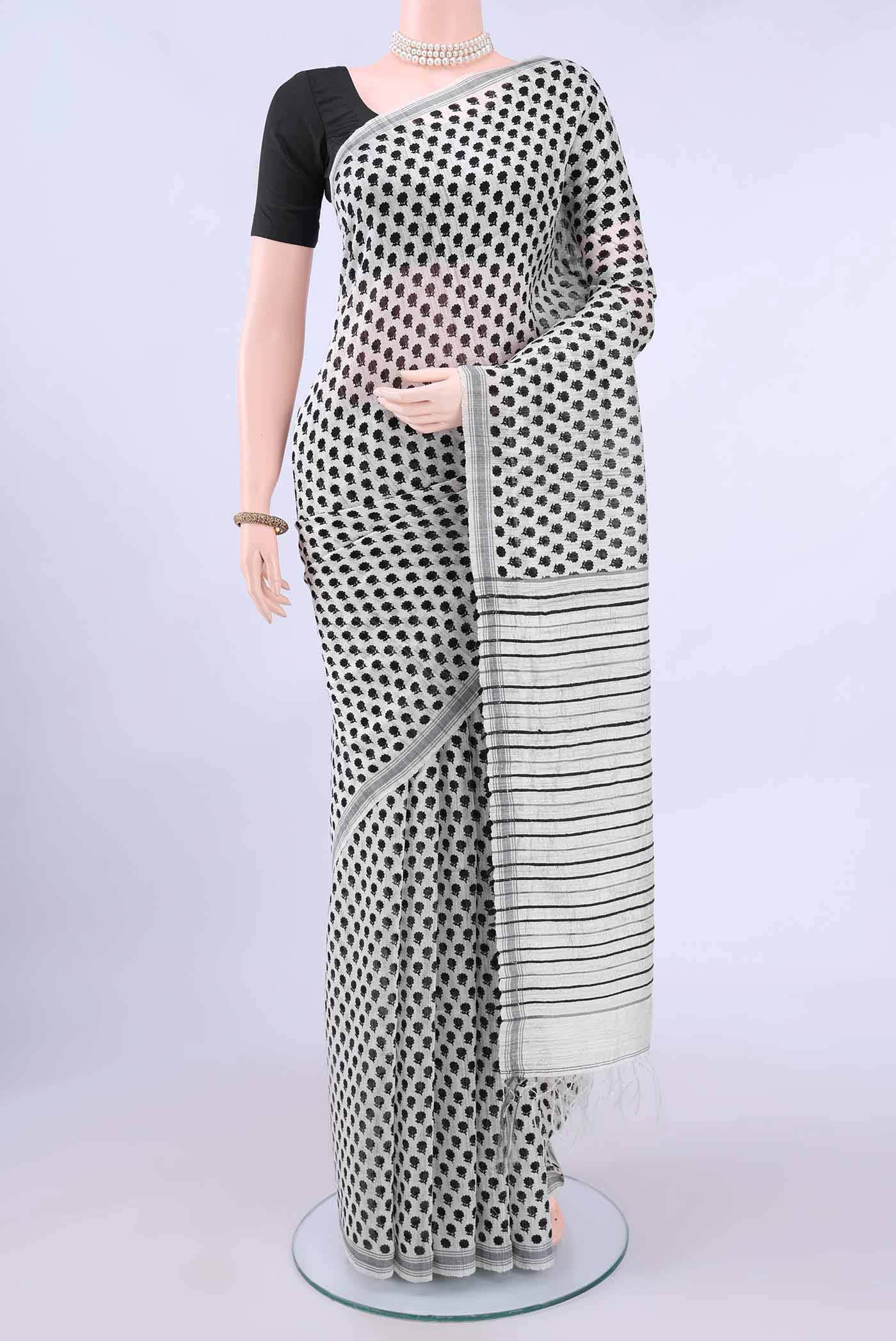 Black Tussar Silk Saree