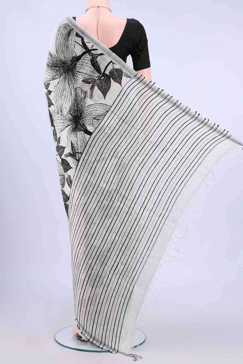 Off White Tussar Silk Saree