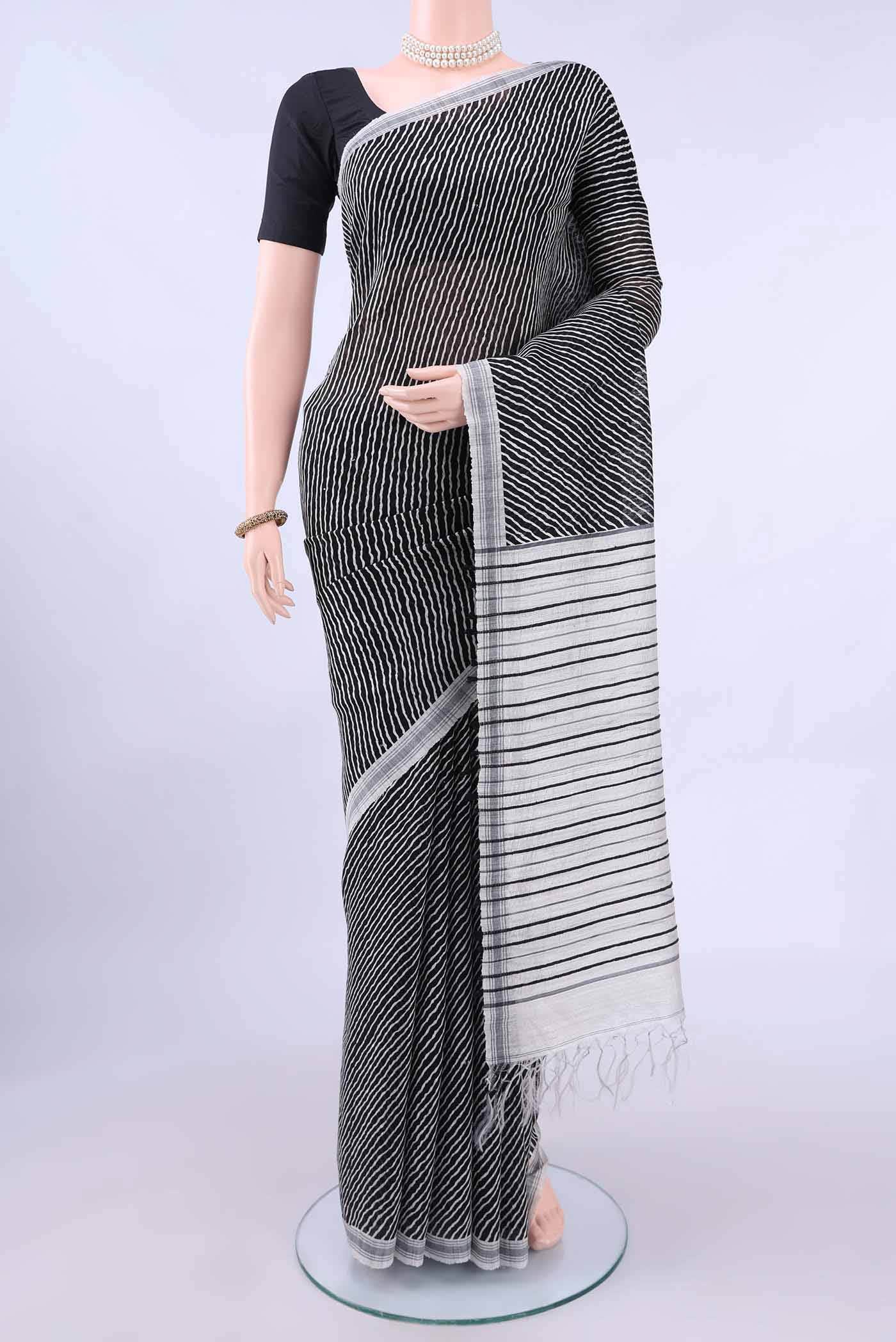 Black Tussar Silk Saree