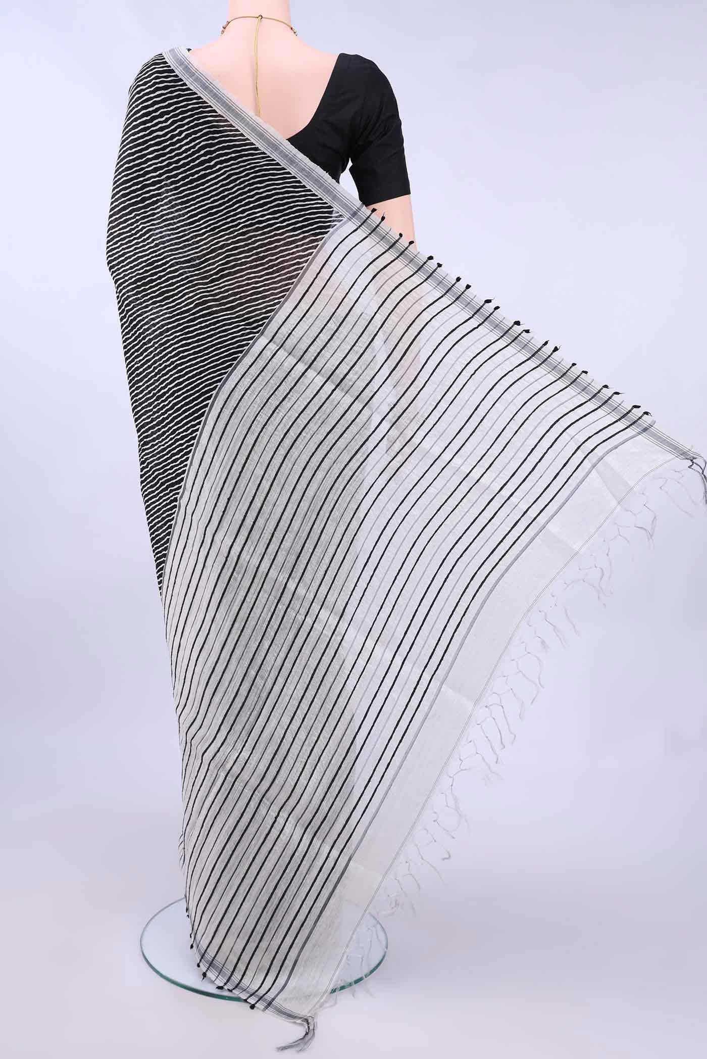 Black Tussar Silk Saree
