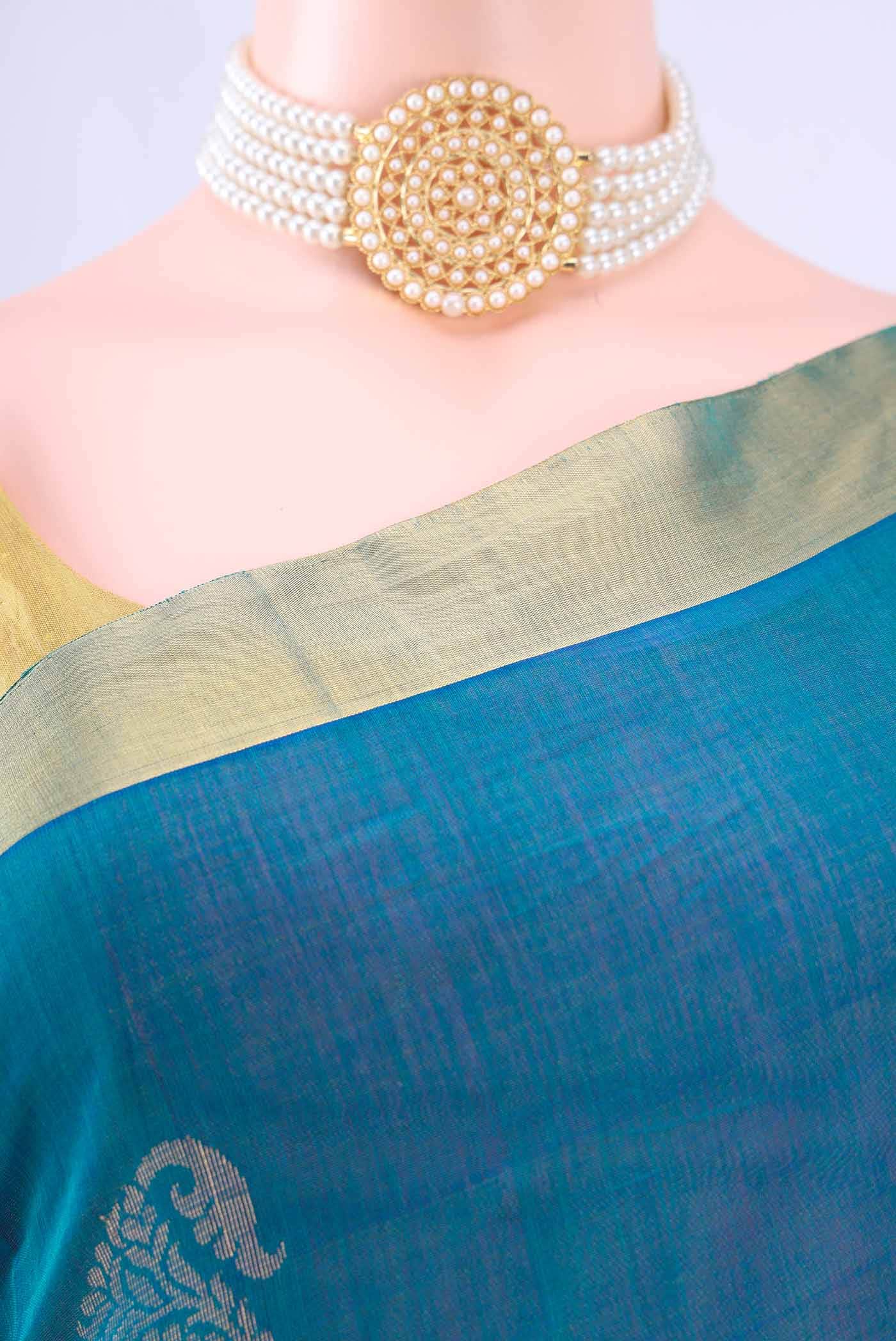 Dark Blue Kora Cotton Saree