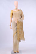 Beige Kora Cotton Saree