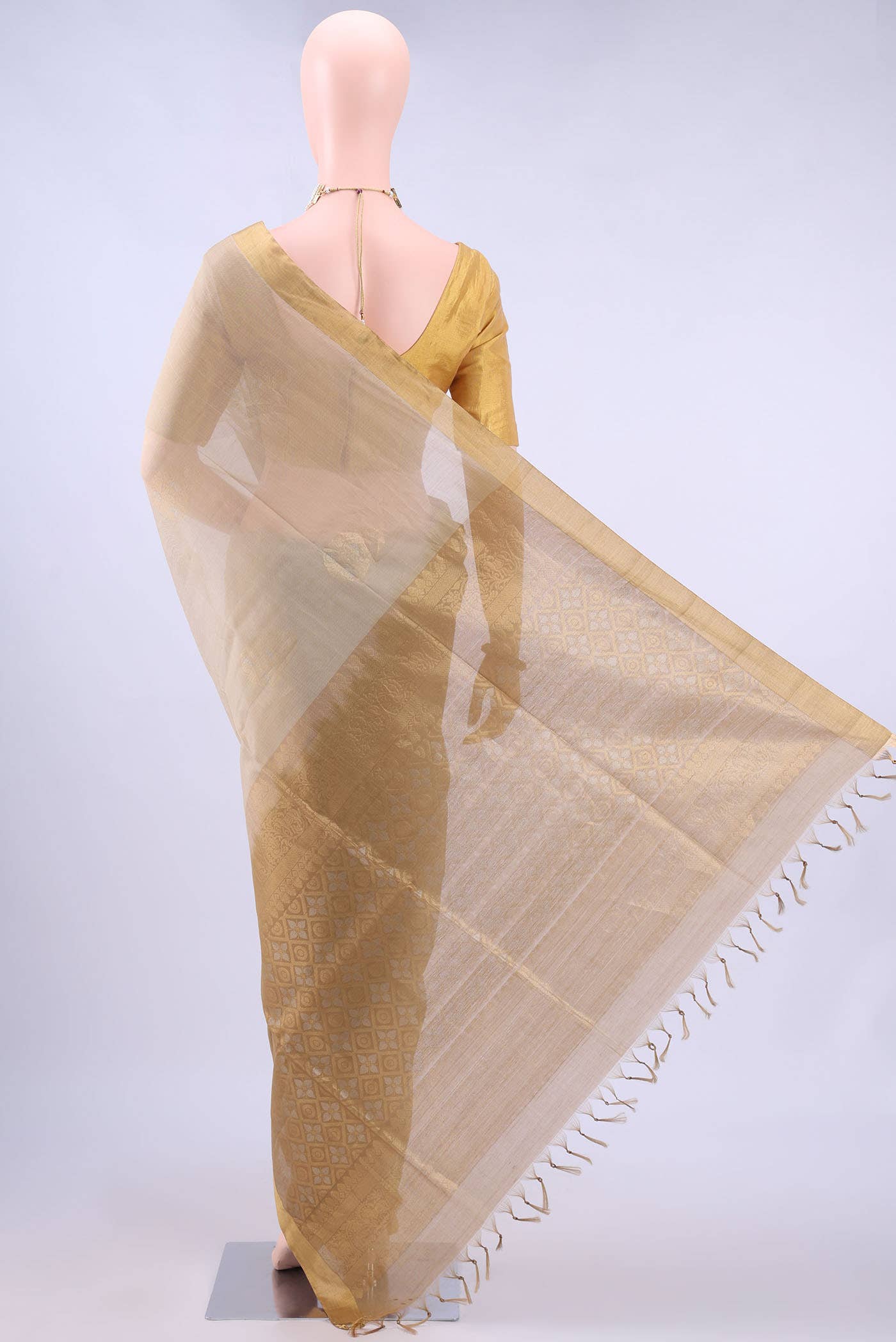 Beige Kora Cotton Saree
