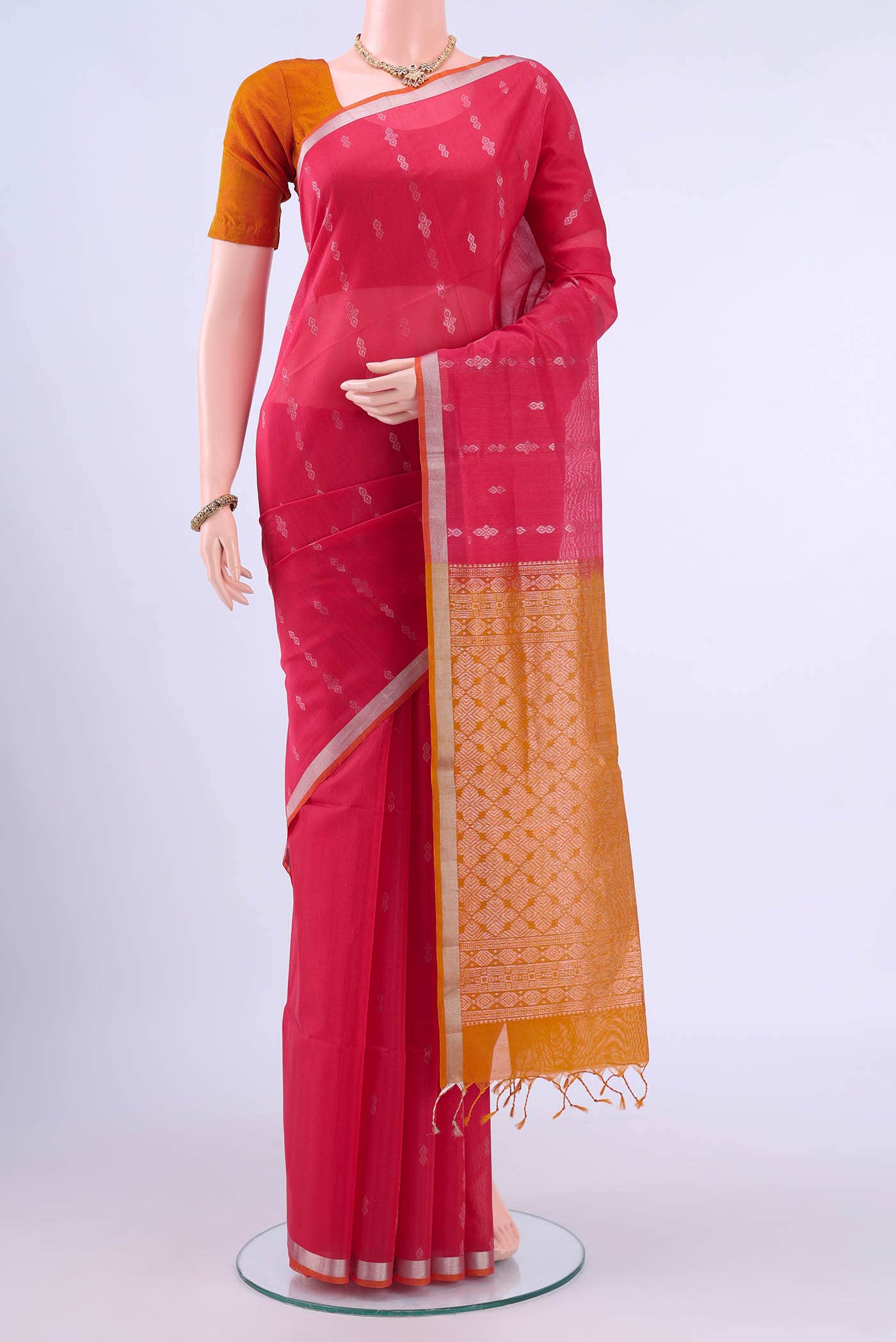 Imperial Pink Kora Cotton Saree