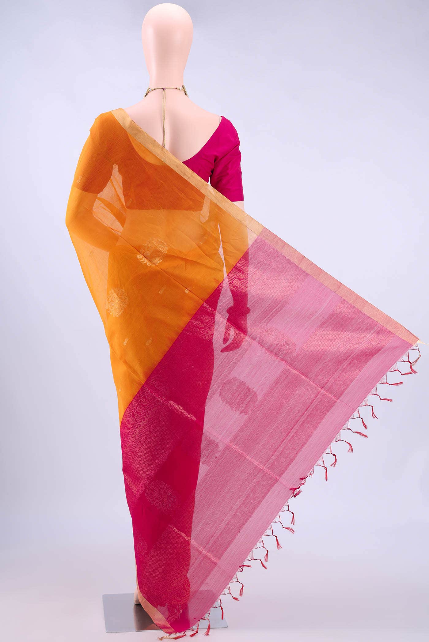 Yellow Kora Cotton Saree
