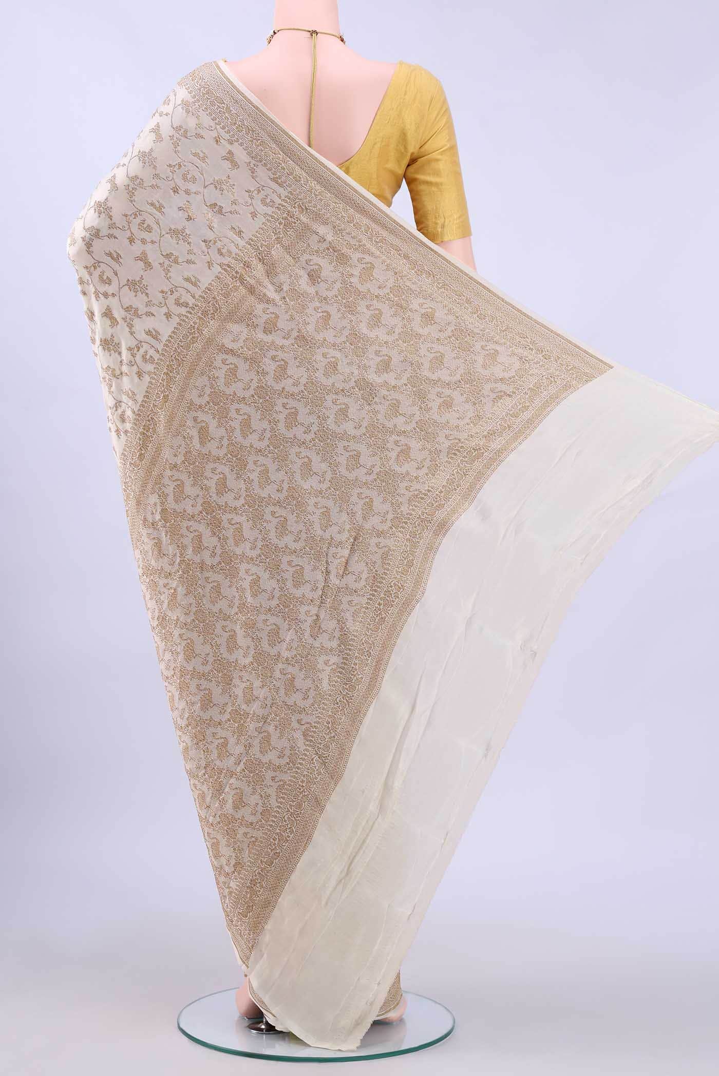 Off White Banarasi Georgette Saree