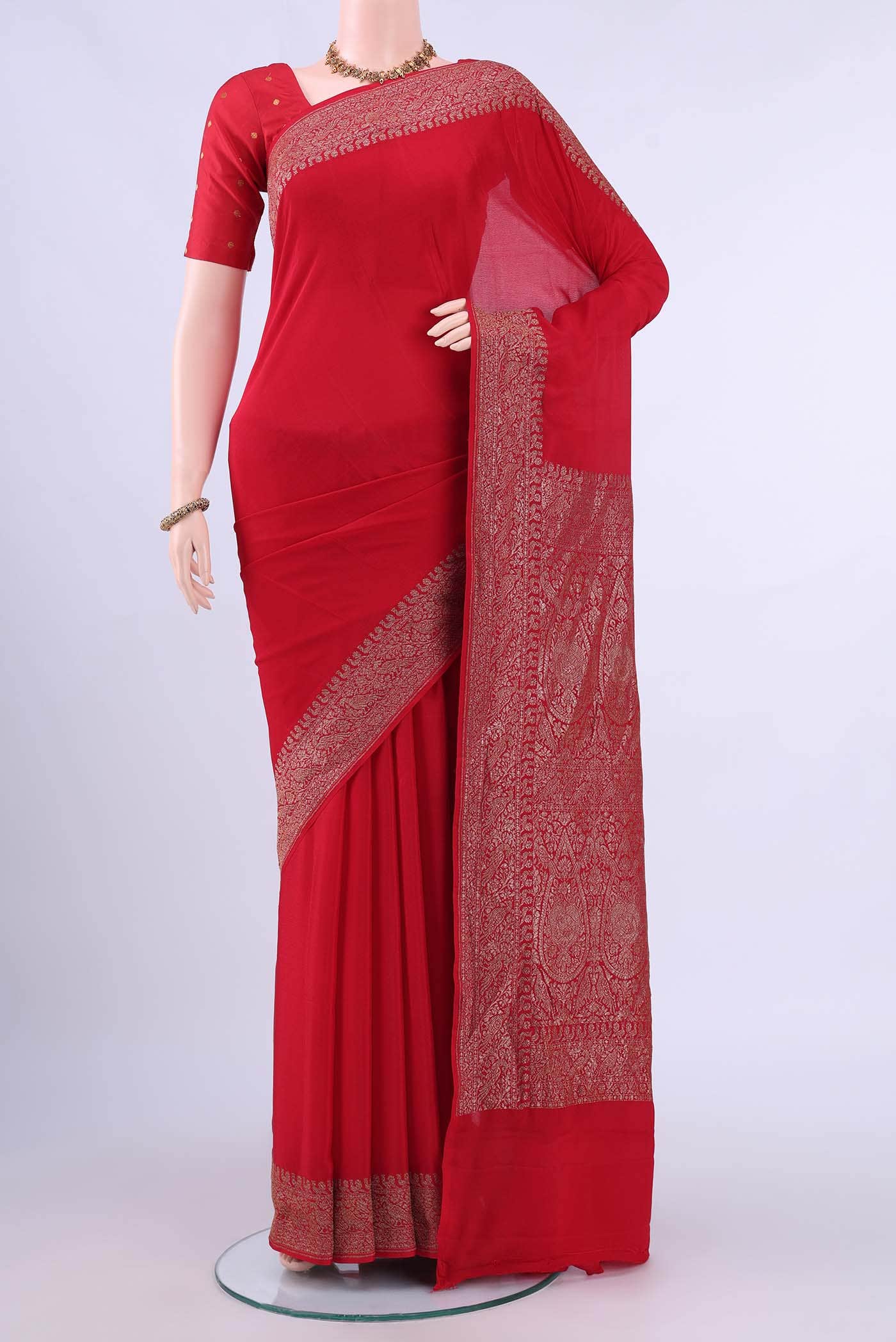 Red Banarasi Georgette Saree