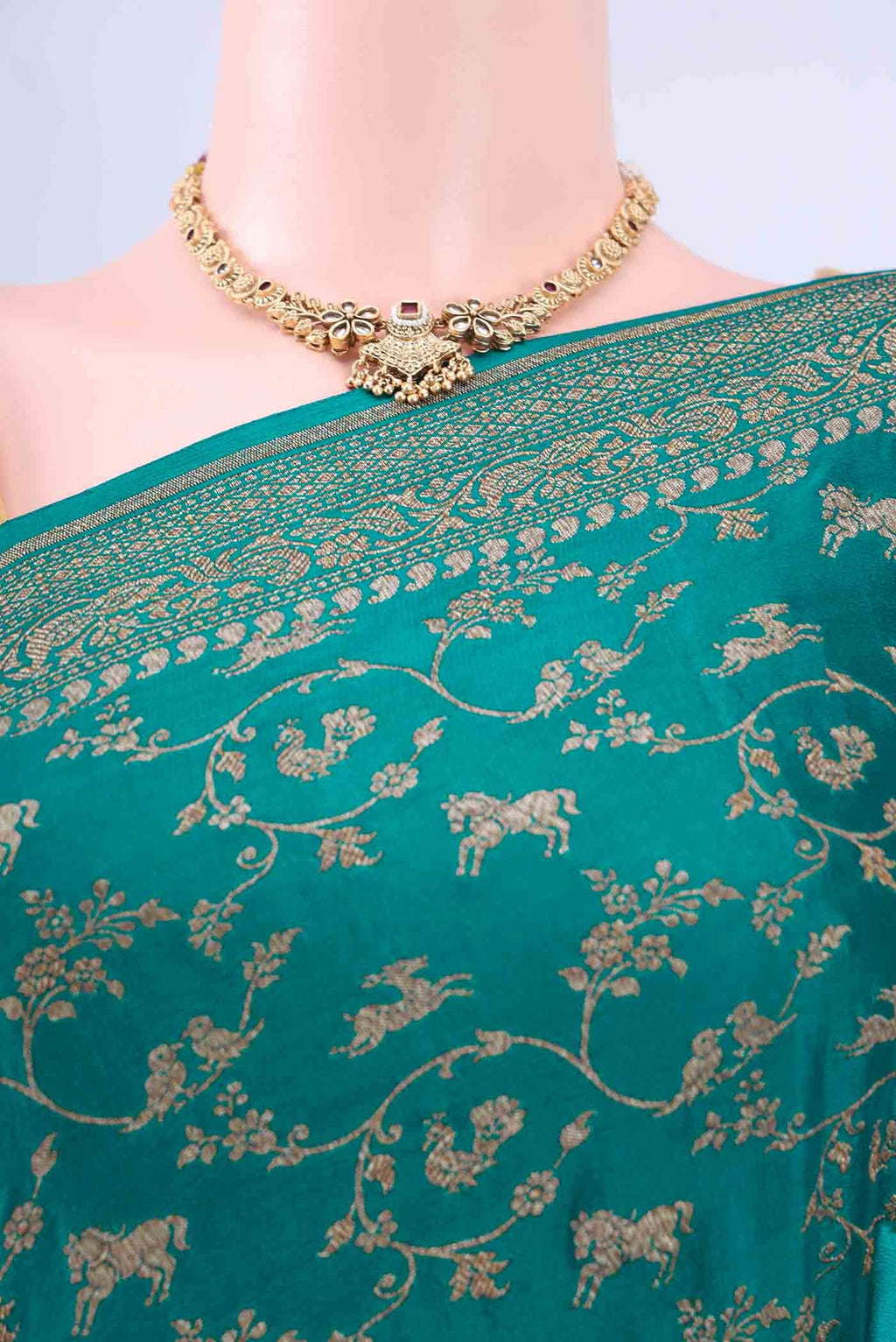 Peacock Blue Banarasi Georgette Saree