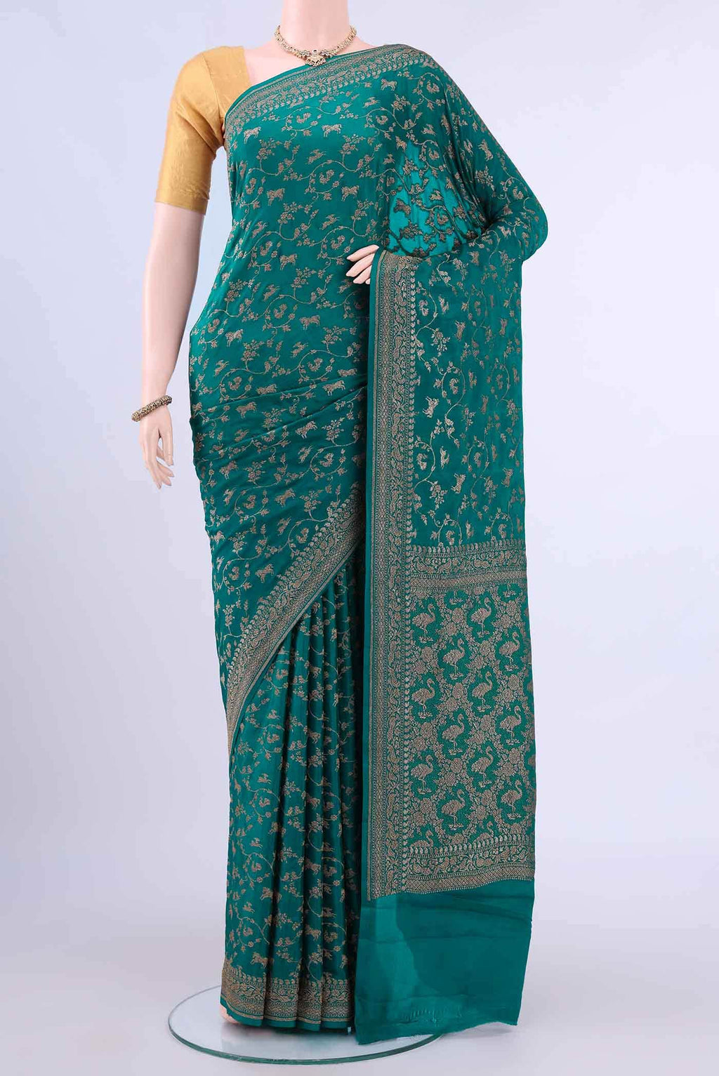Peacock Blue Banarasi Georgette Saree