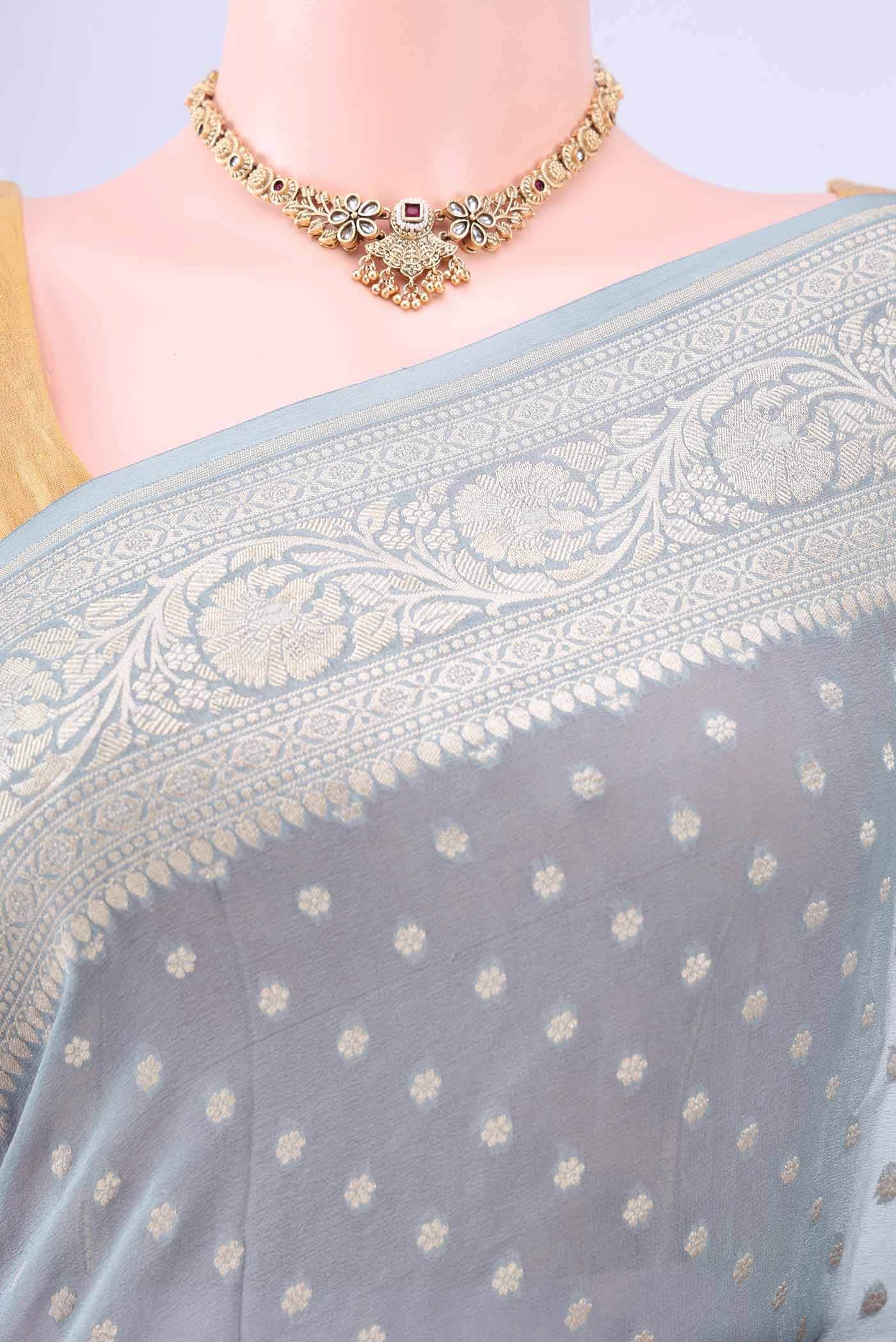 Grey Banarasi Georgette Saree