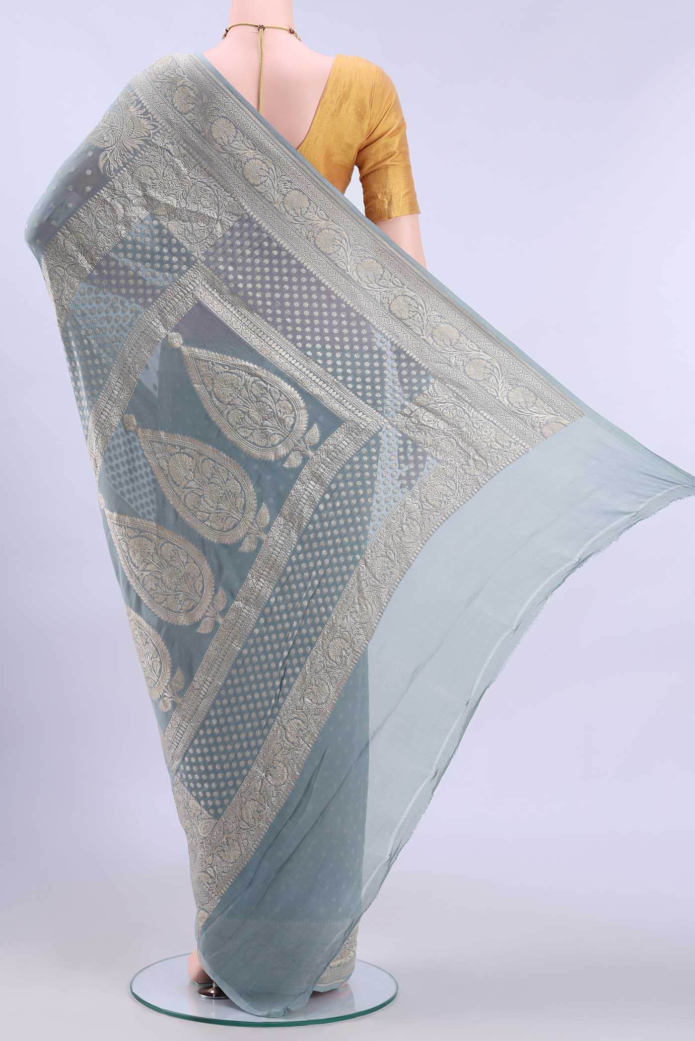 Grey Banarasi Georgette Saree