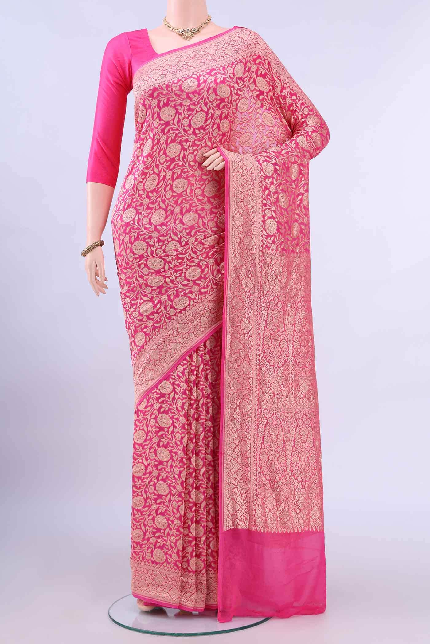 Pink Banarasi Georgette Saree