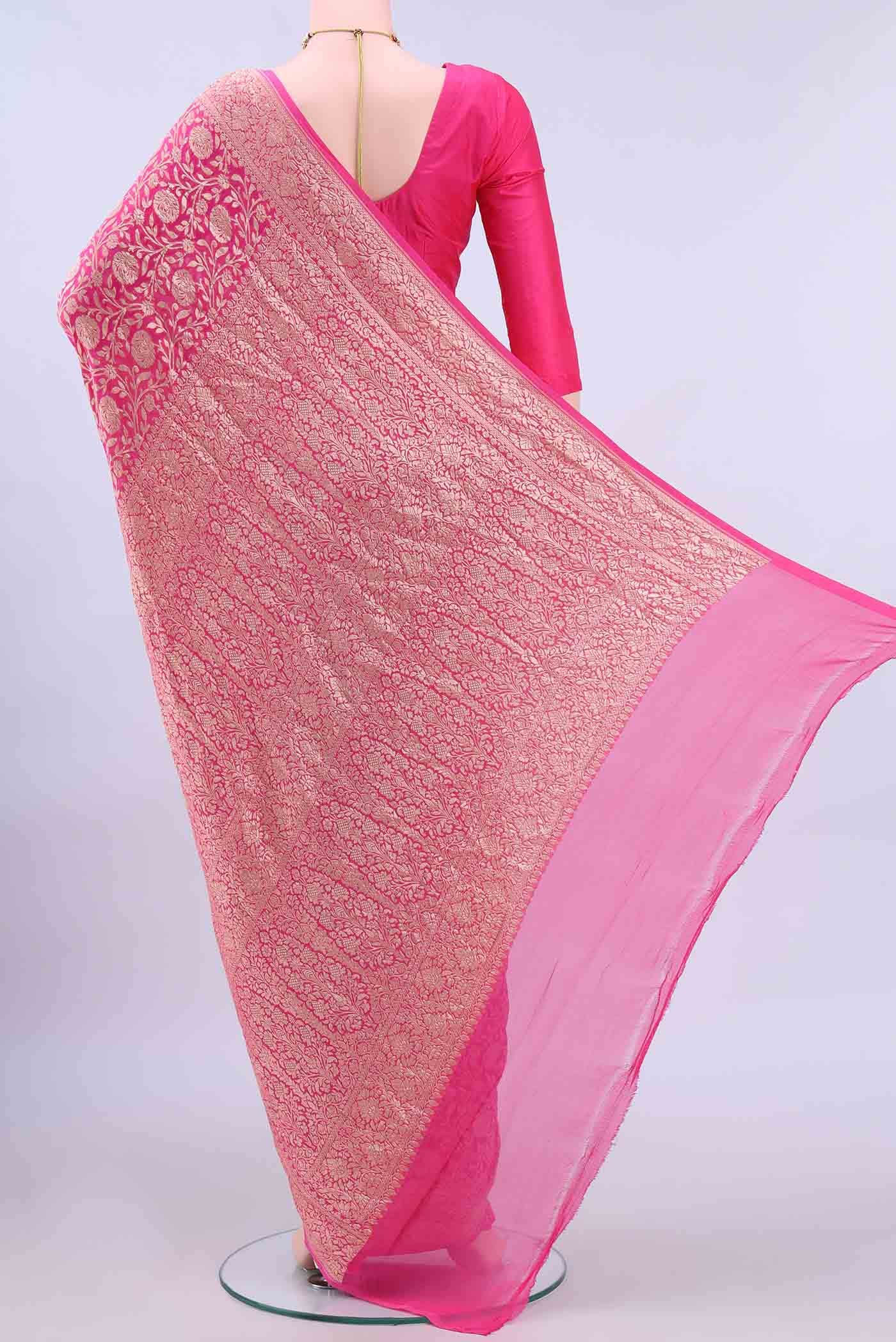 Pink Banarasi Georgette Saree