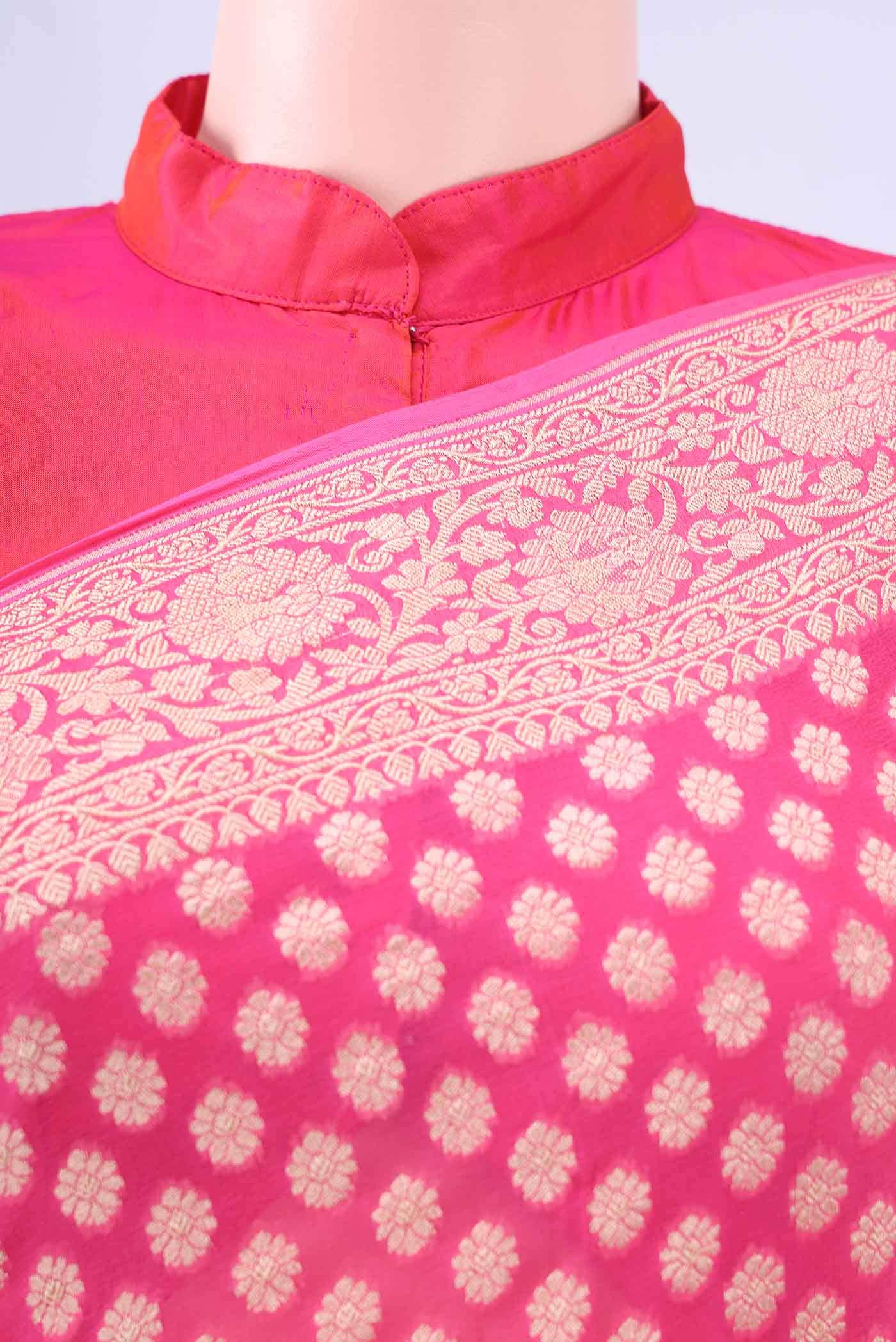 Imperial Pink Banarasi Georgette Saree