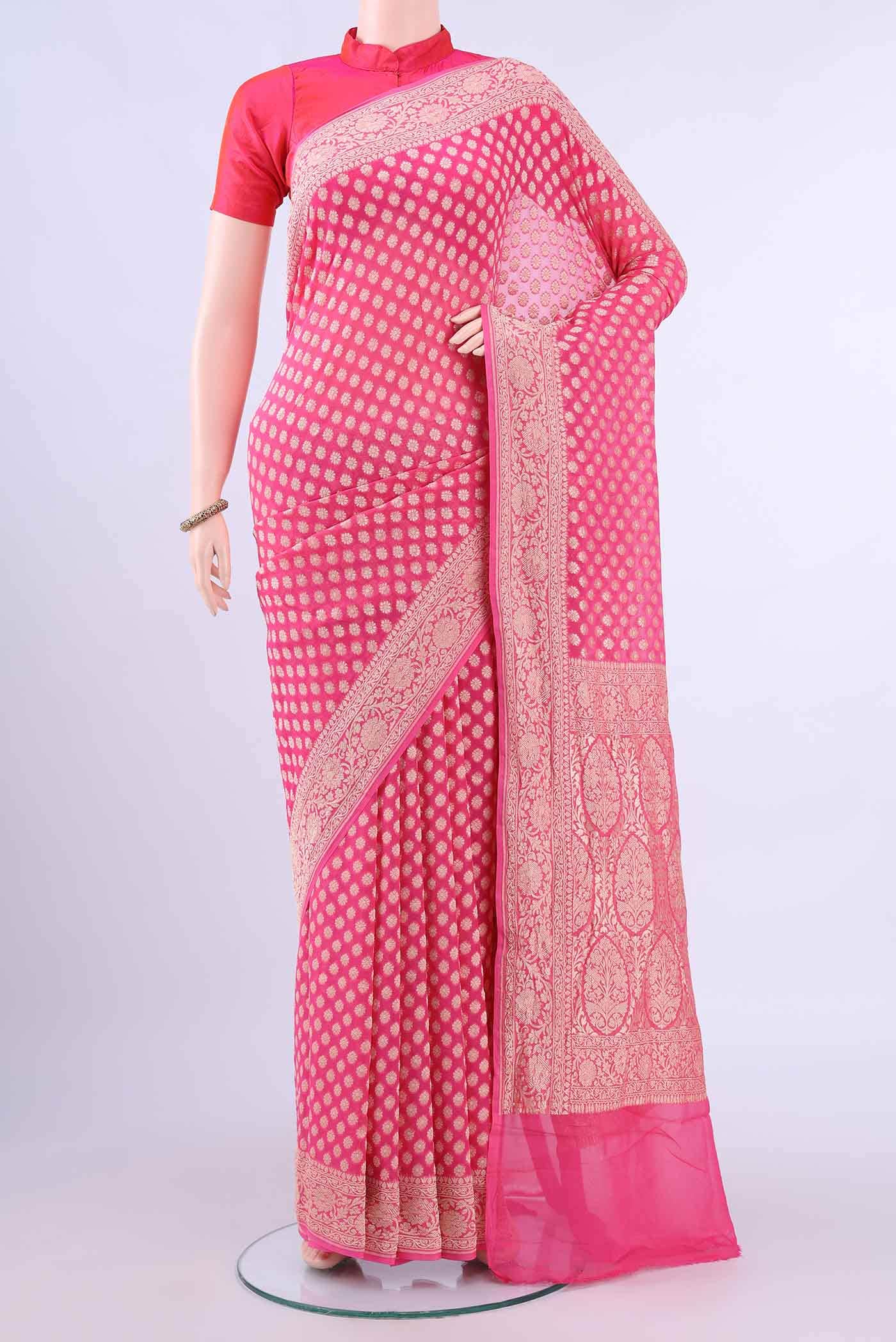 Imperial Pink Banarasi Georgette Saree
