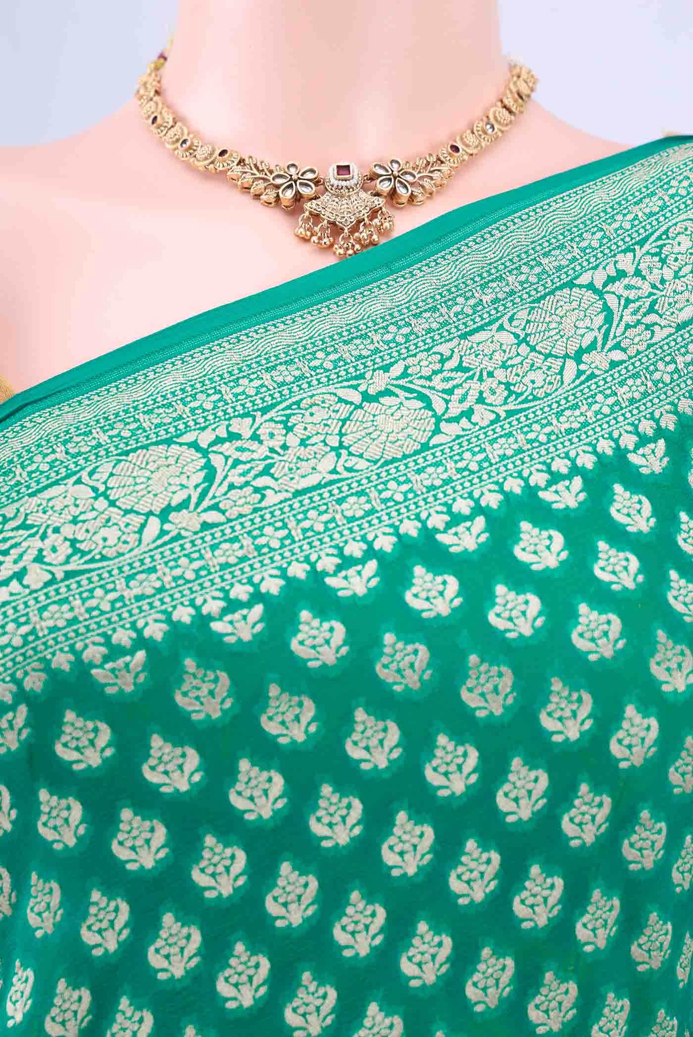 Sea Green Banarasi Georgette Saree