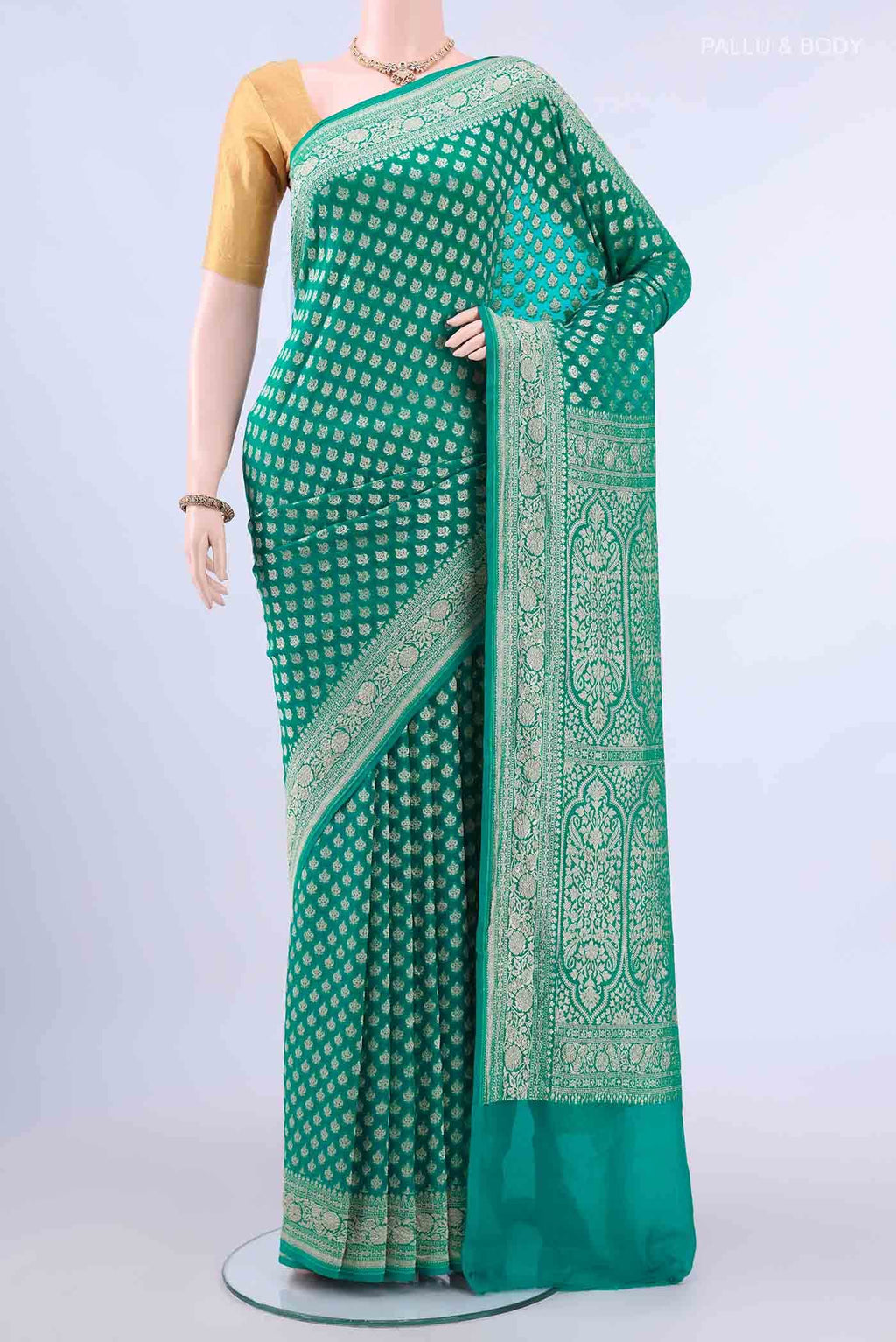 Sea Green Banarasi Georgette Saree