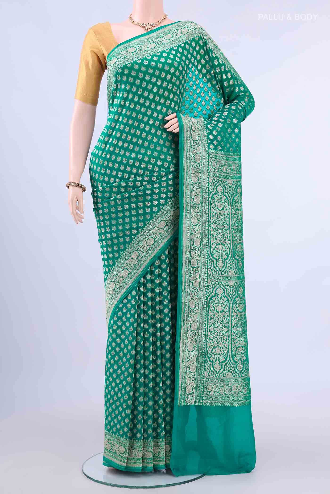 Sea Green Banarasi Georgette Saree