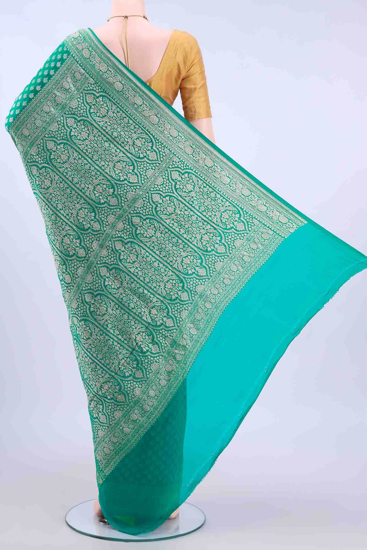 Sea Green Banarasi Georgette Saree