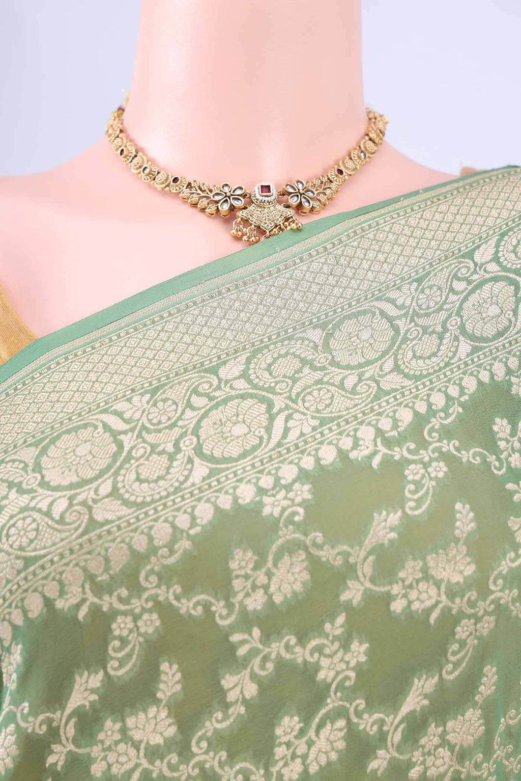 Light Green Banarasi Georgette Saree