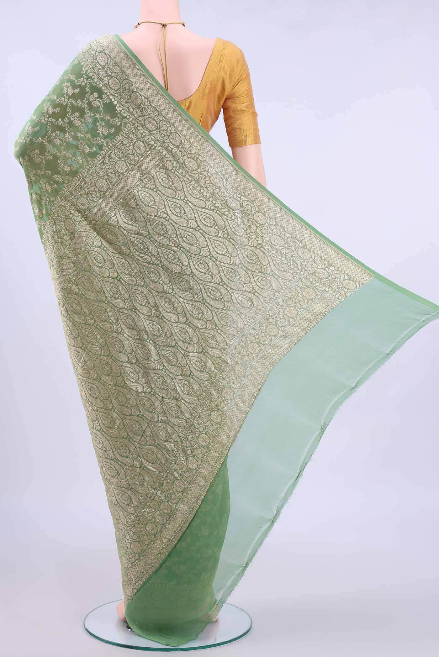 Light Green Banarasi Georgette Saree