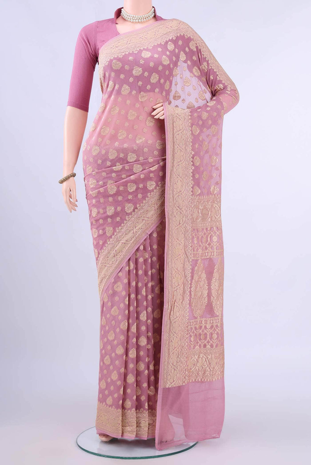 Pink Banarasi Georgette Saree
