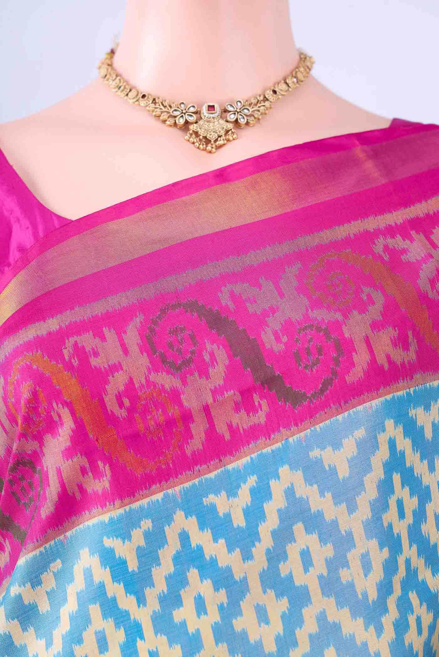 Sky Blue Rajkot Patola Silk Saree