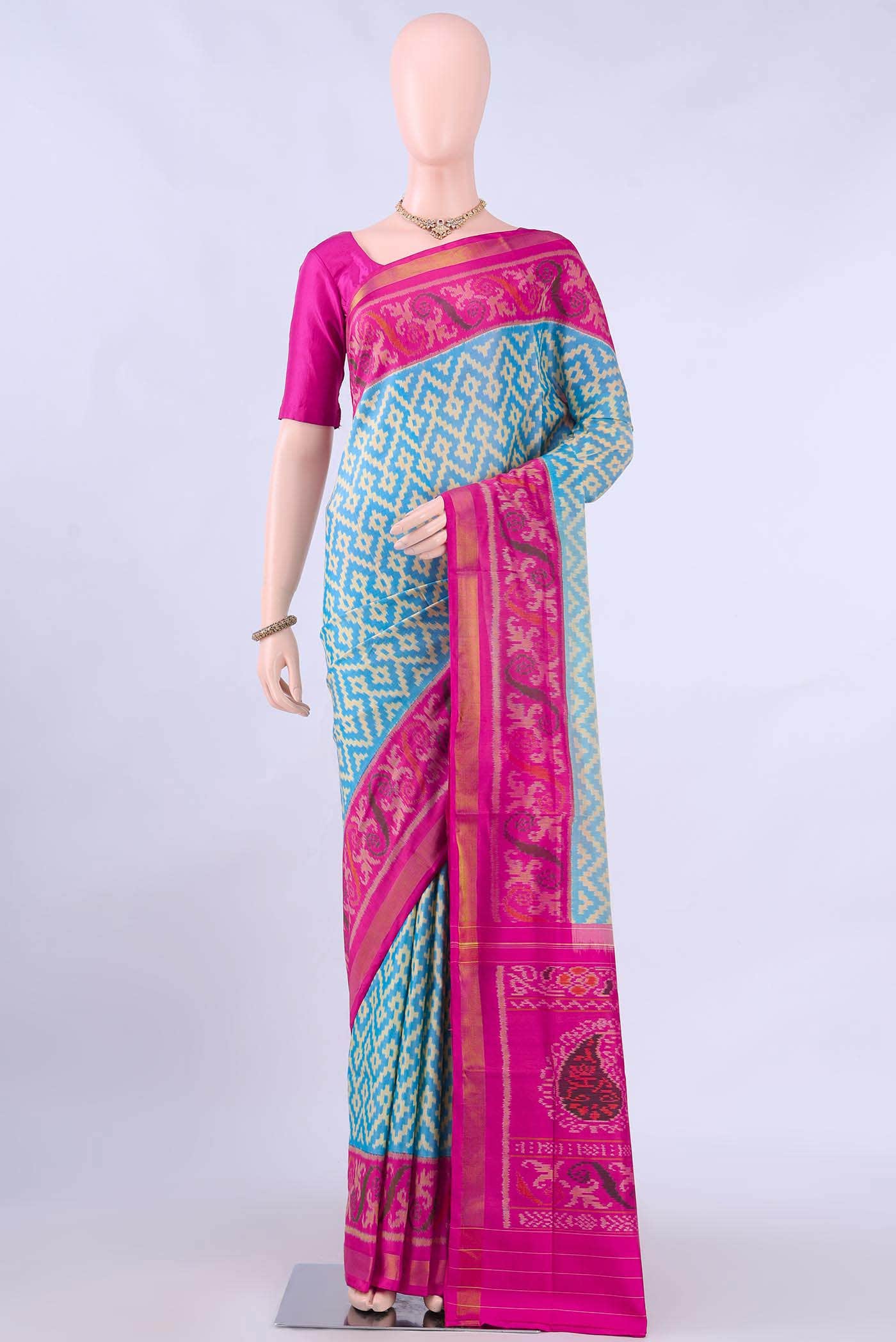 Sky Blue Rajkot Patola Silk Saree