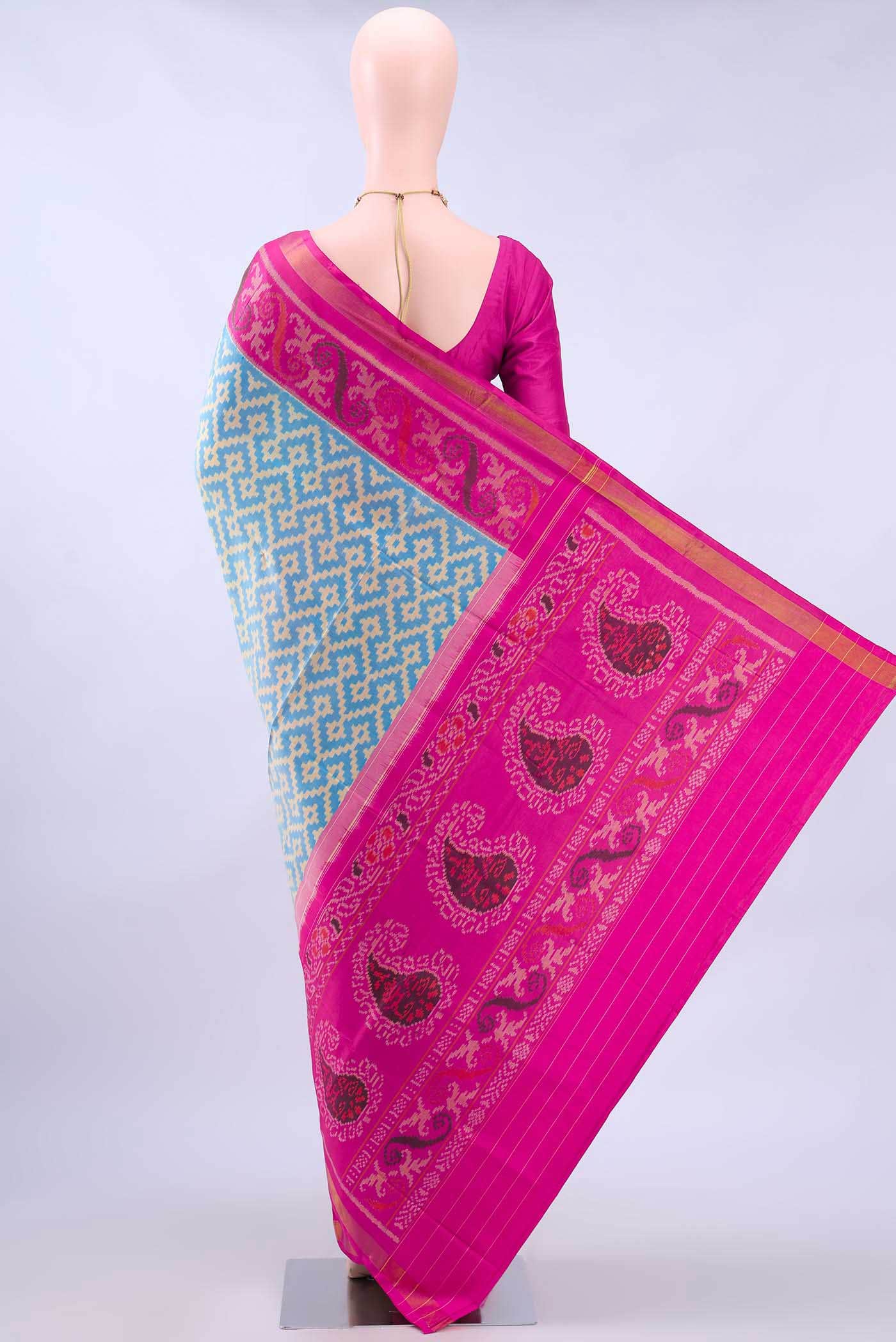 Sky Blue Rajkot Patola Silk Saree