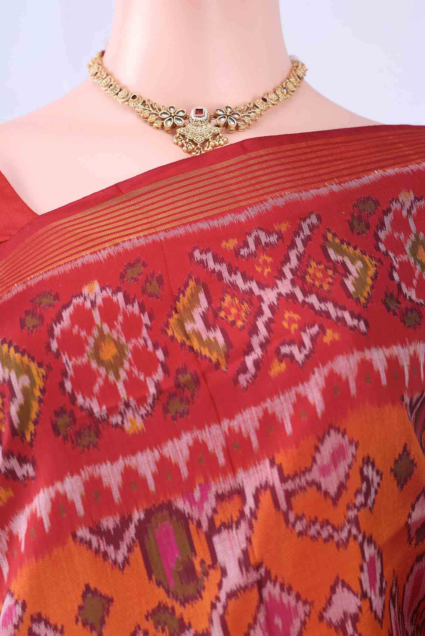 Orange Rajkot Patola Silk Saree