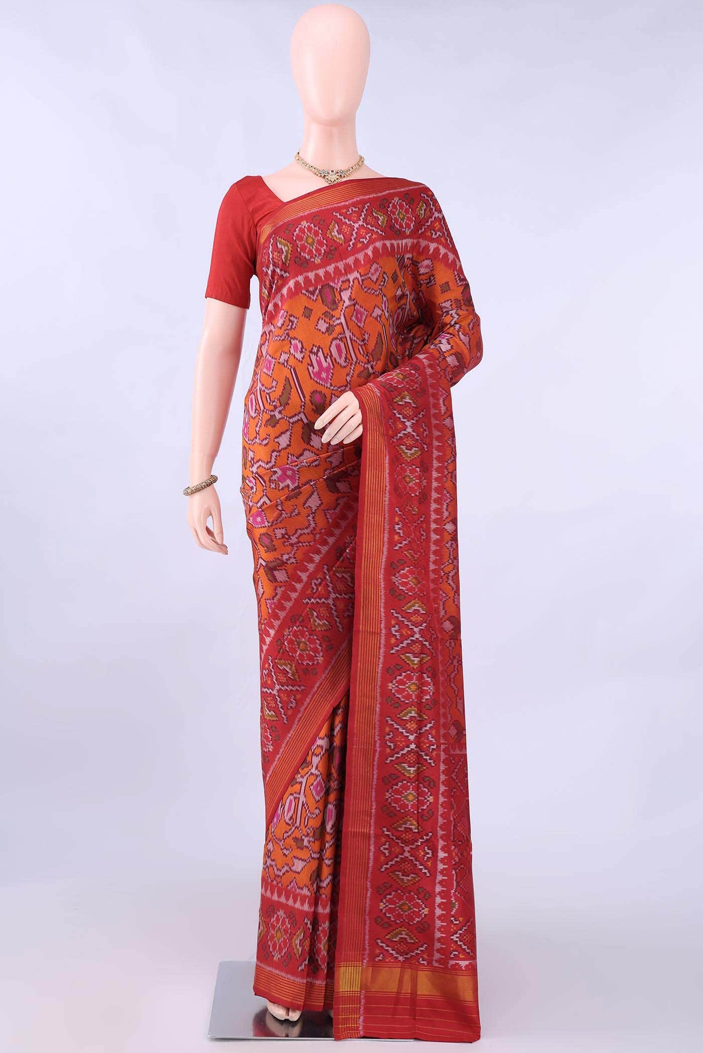 Orange Rajkot Patola Silk Saree
