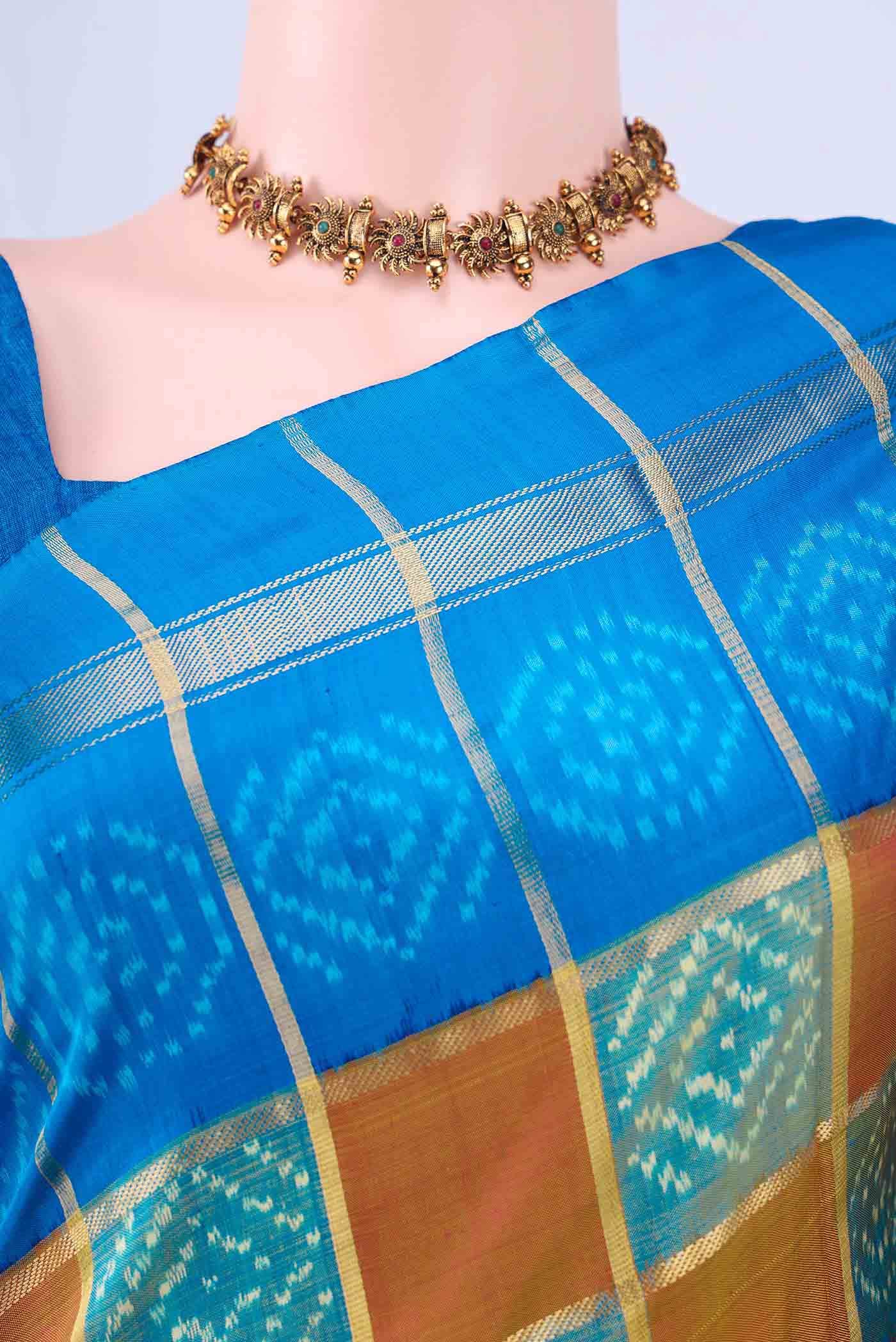 Brick Orange Pochampally Silk Saree
