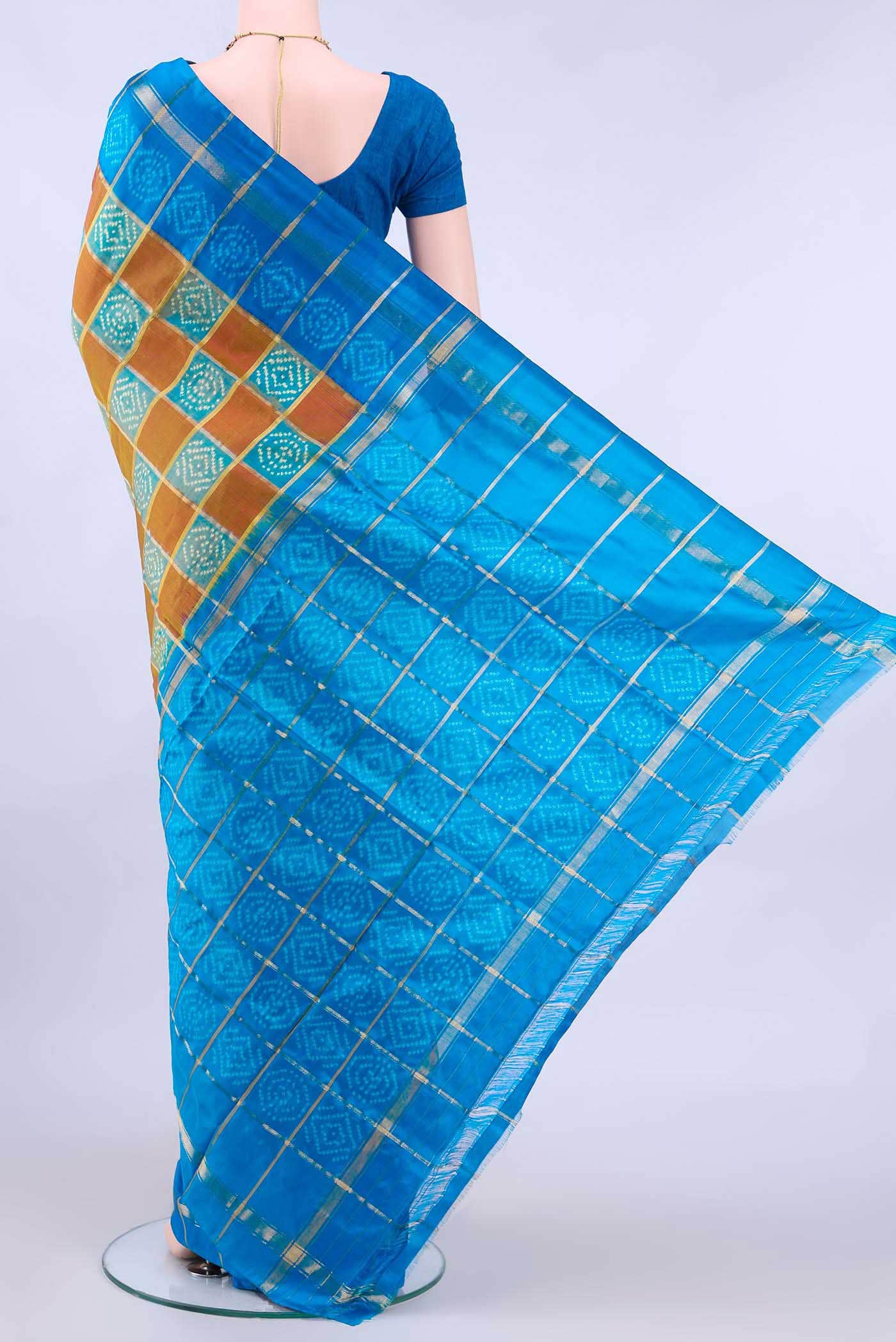 Brick Orange Pochampally Silk Saree