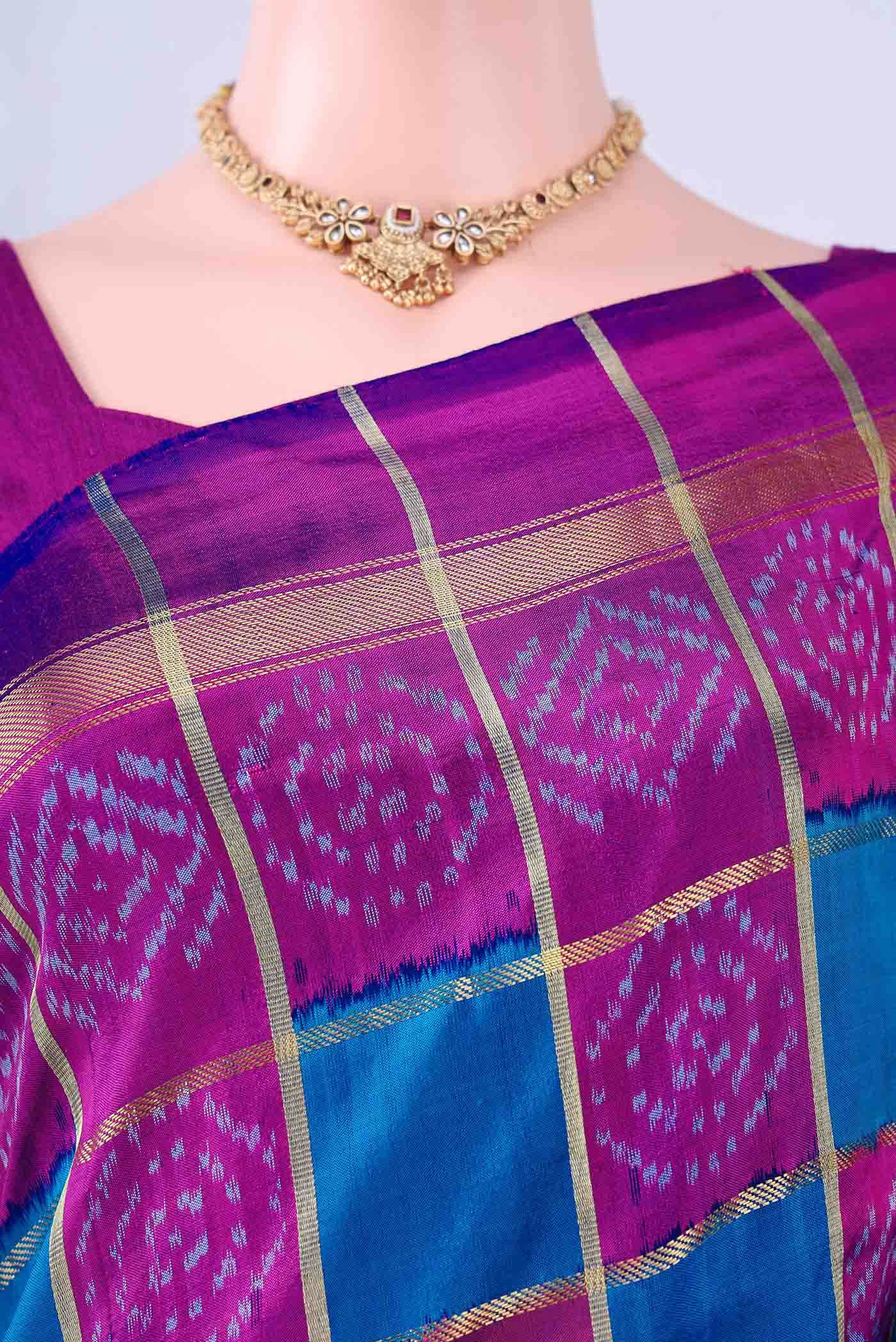 Blue Dual Tone Pochampally Silk Saree