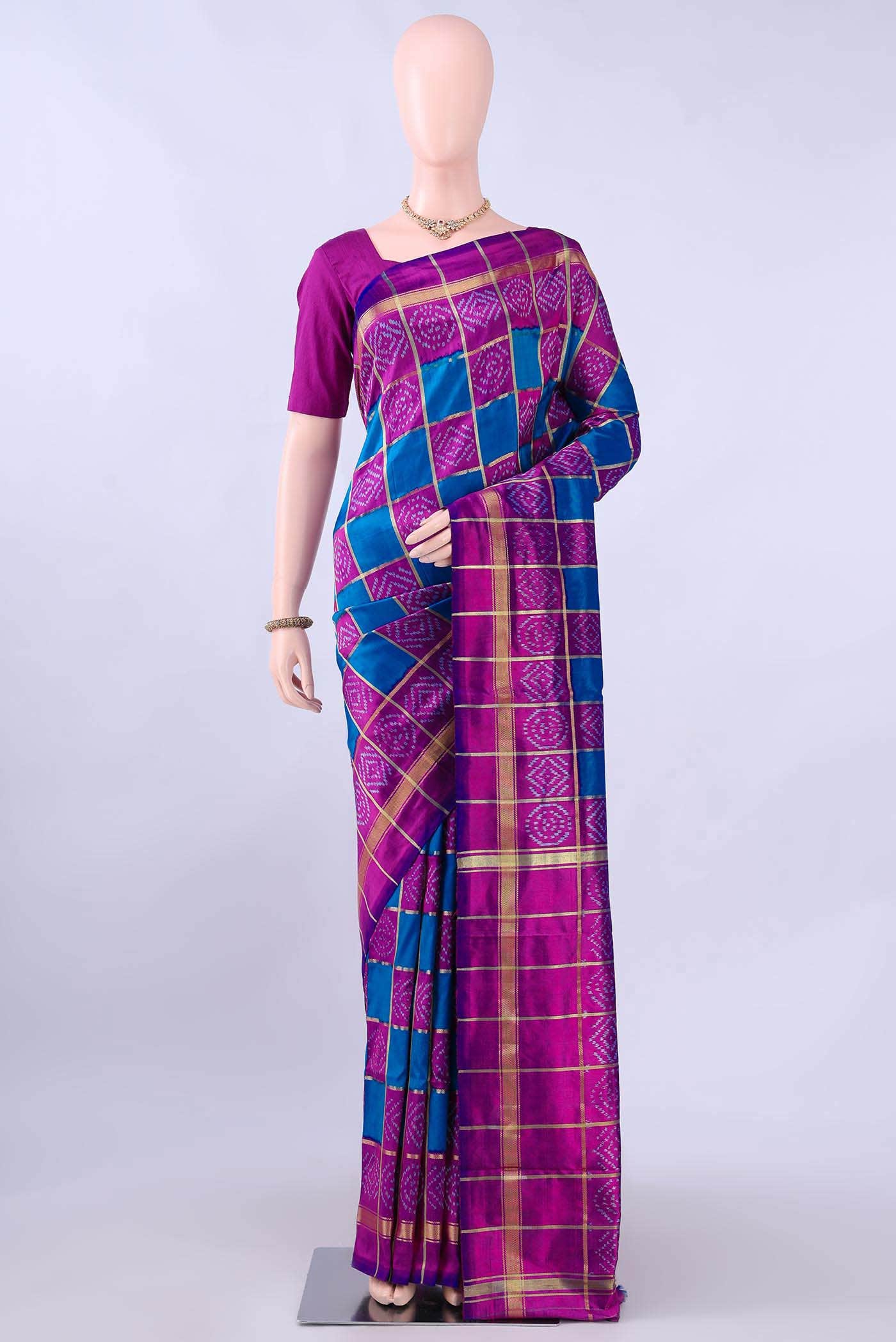 Blue Dual Tone Pochampally Silk Saree