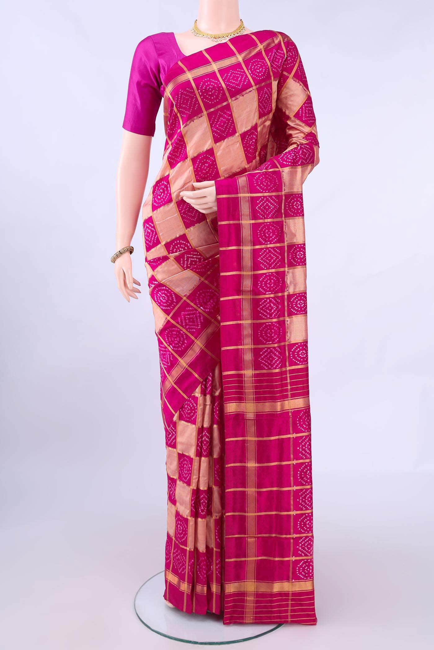 Peach Dual Tone Pochampally Silk Saree
