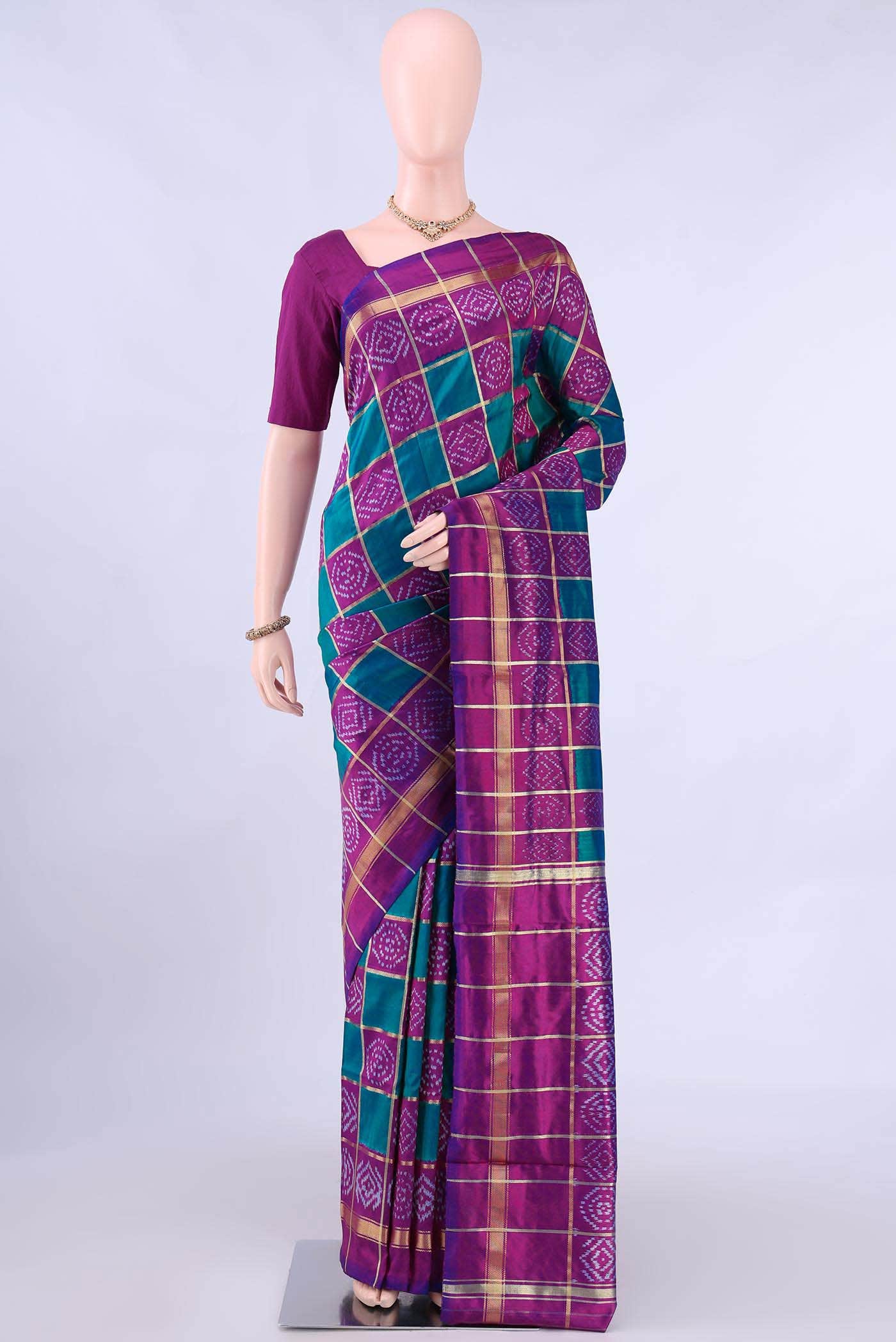multi Dual Tone Pochampally Silk Saree