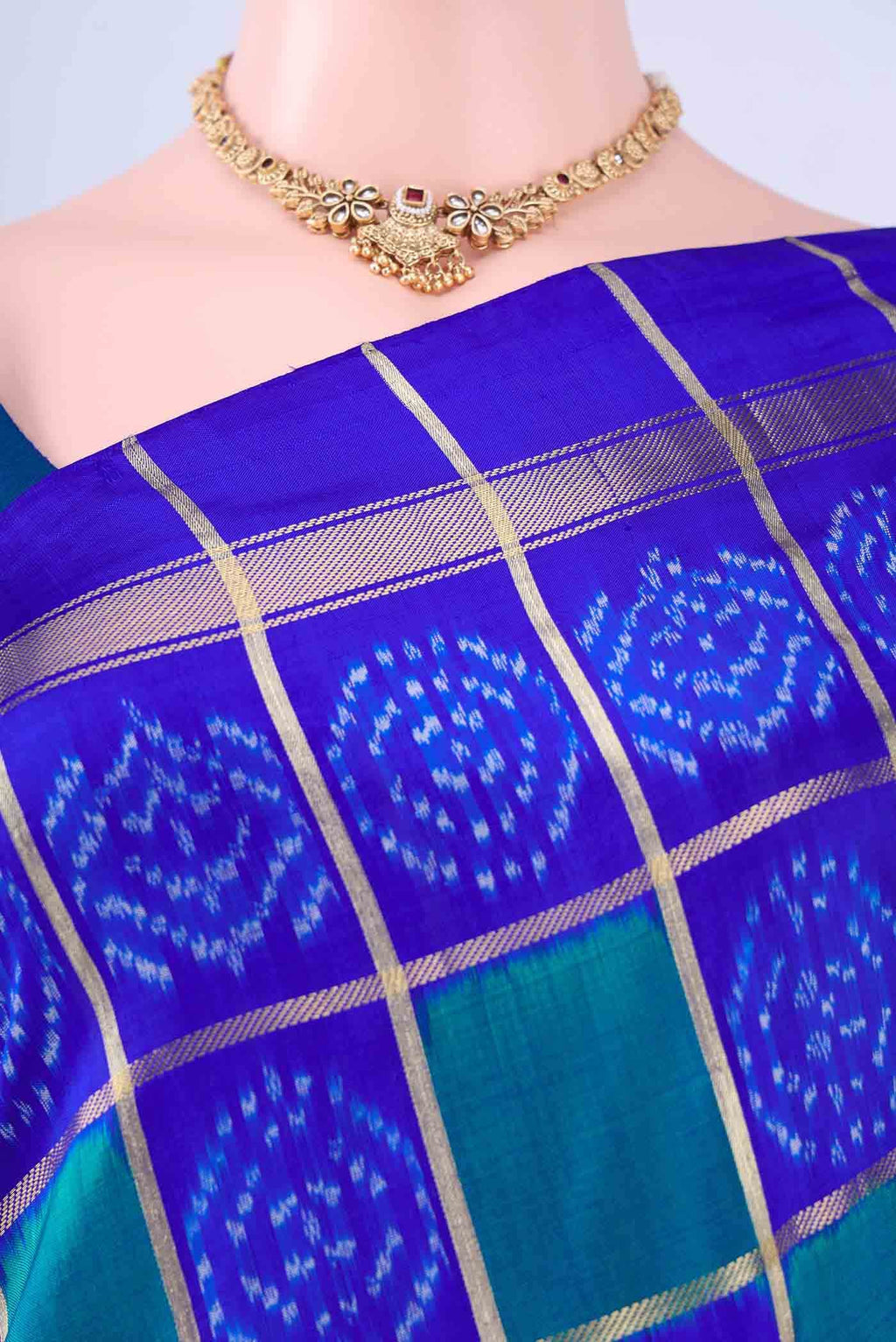 Peacock Blue Dual Tone Pochampally Silk Saree