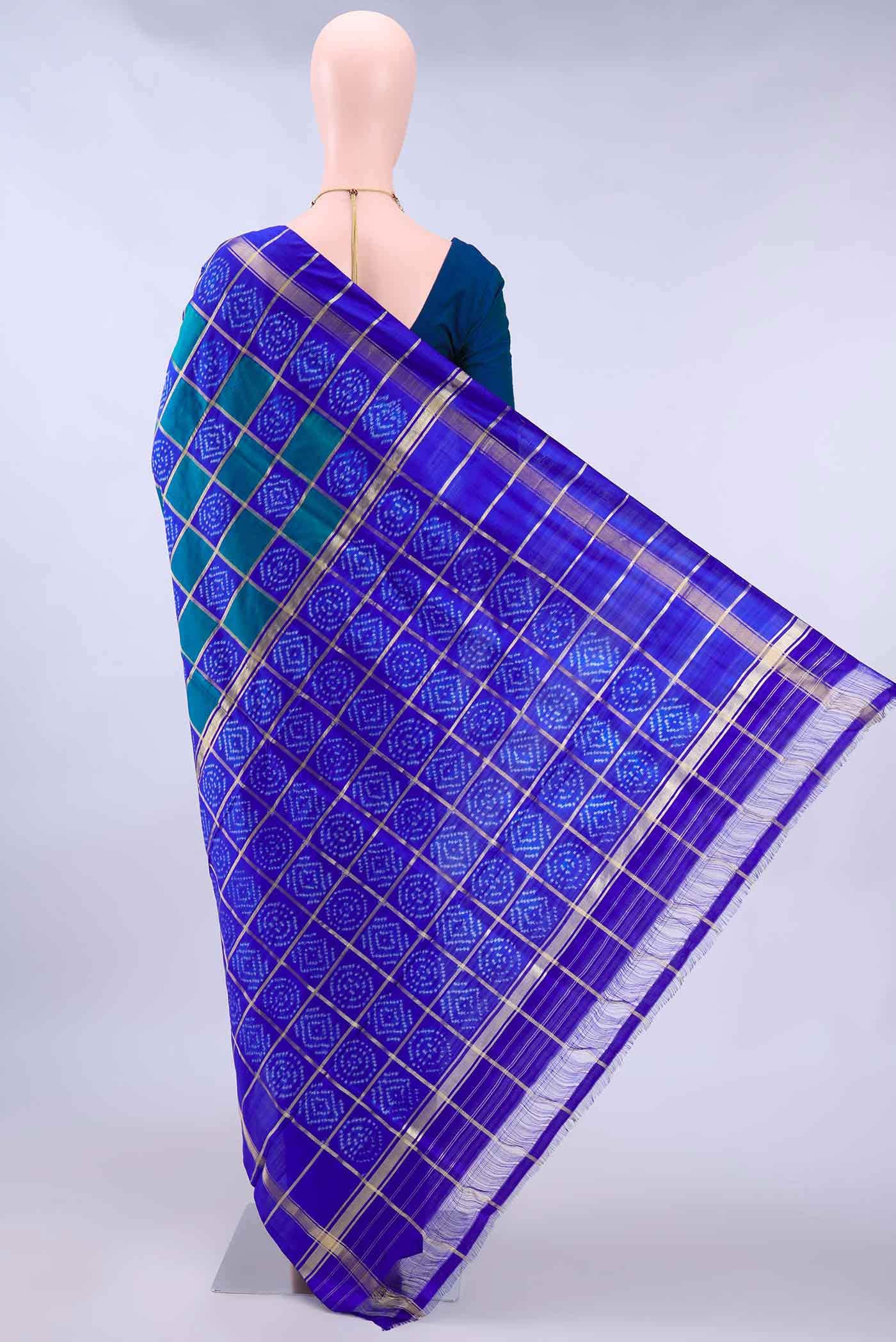 Peacock Blue Dual Tone Pochampally Silk Saree