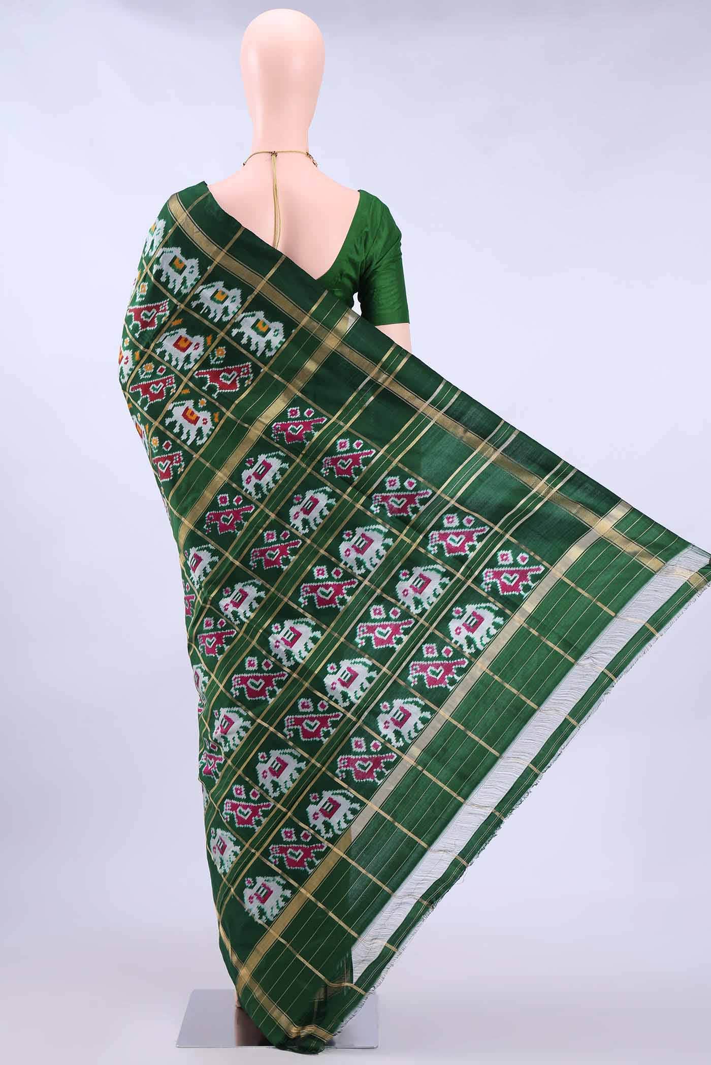 Bottle Green Pochampally Silk Saree