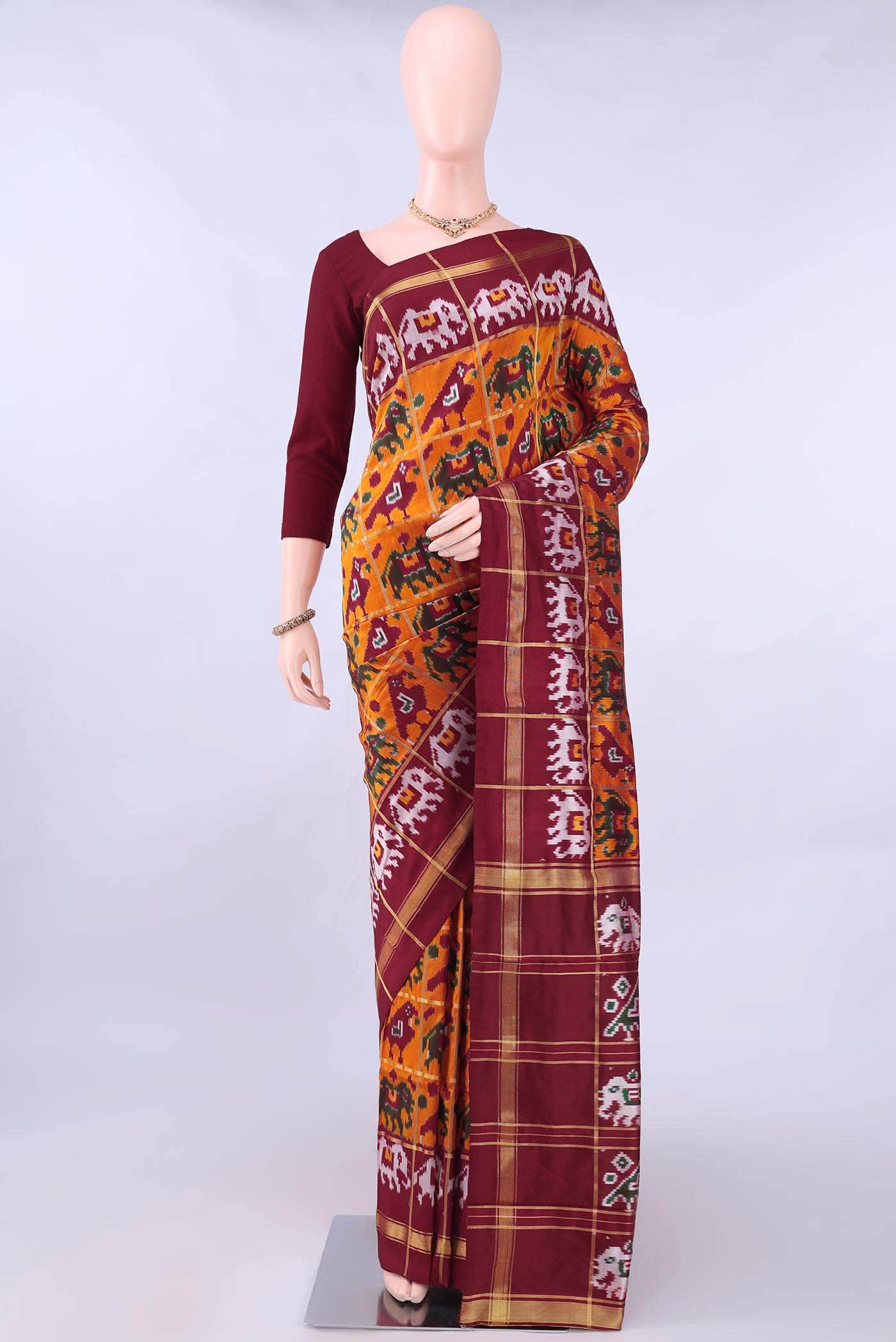 multi Dual Tone Pochampally Silk Saree