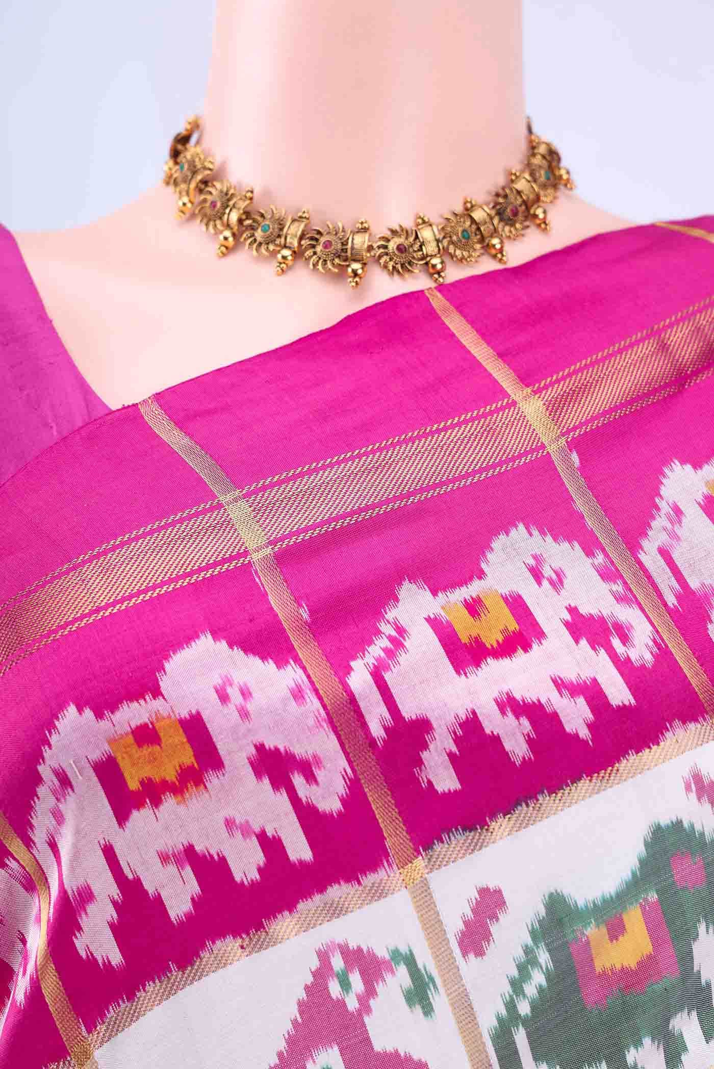 White Pochampally Silk Saree
