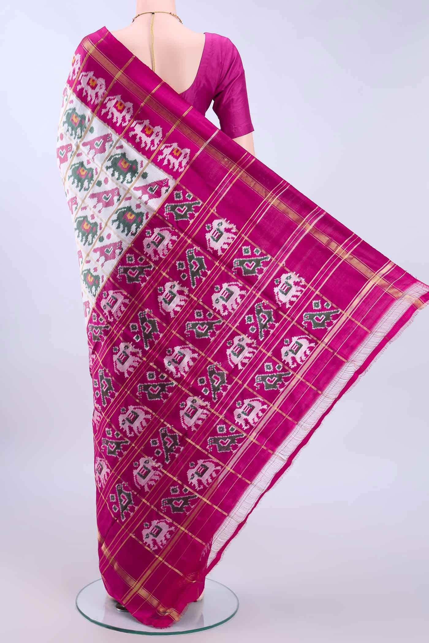 White Pochampally Silk Saree