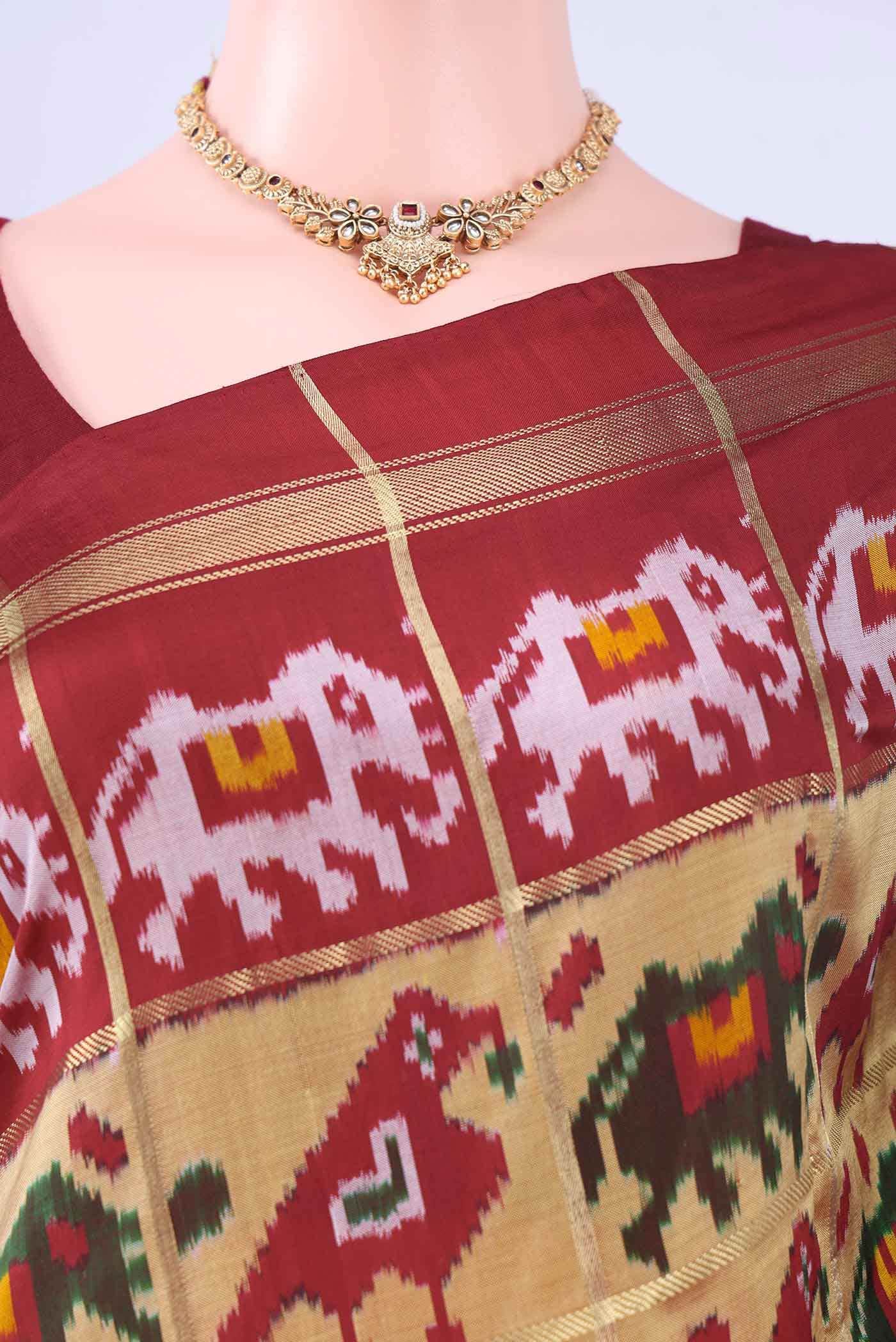 Golden Dual Tone Pochampally Silk Saree