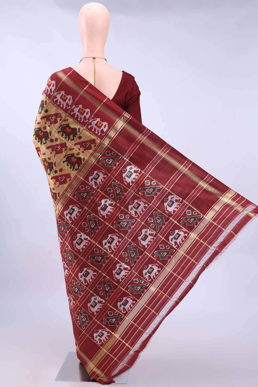 Golden Dual Tone Pochampally Silk Saree