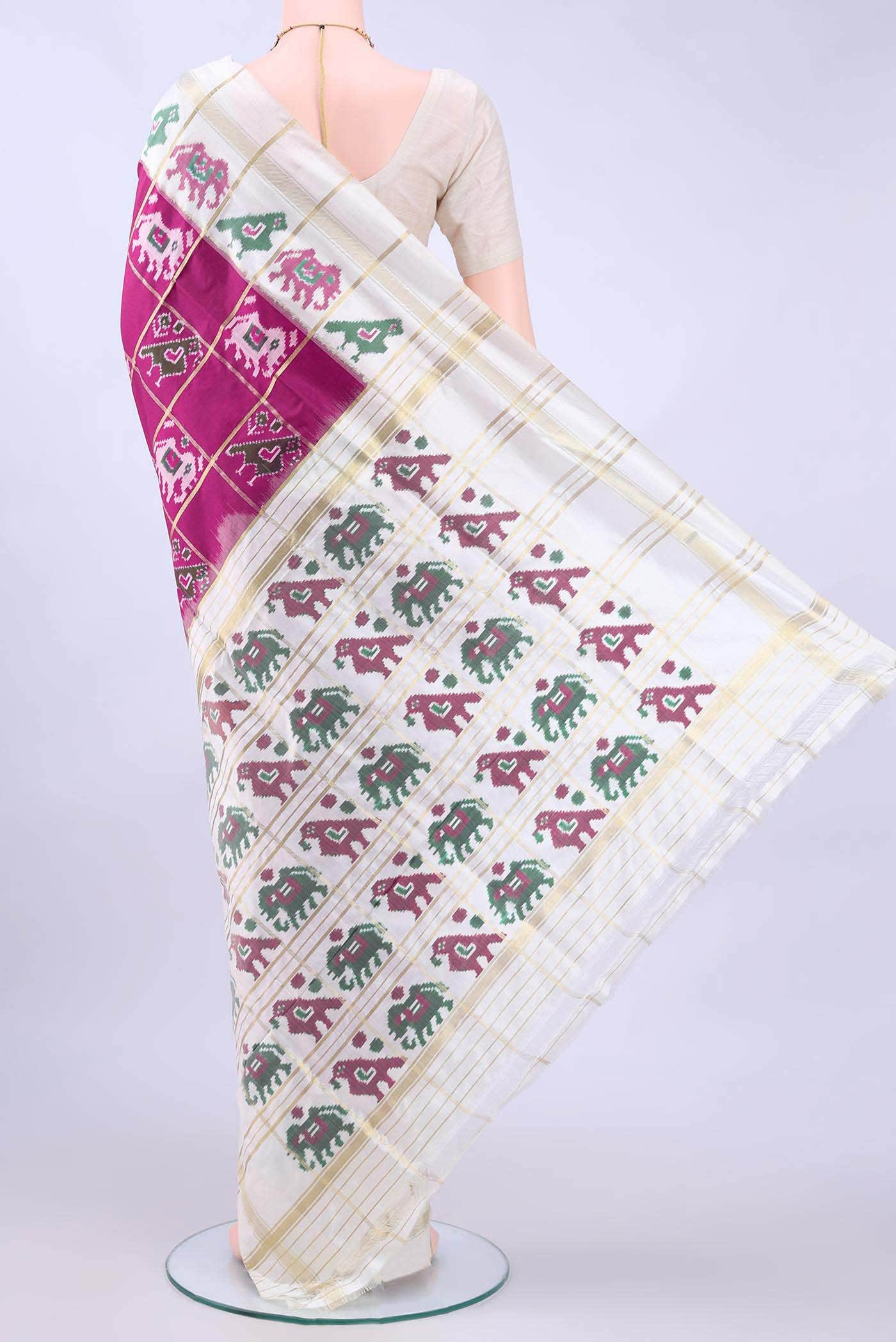 Dark Pink Pochampally Silk Saree