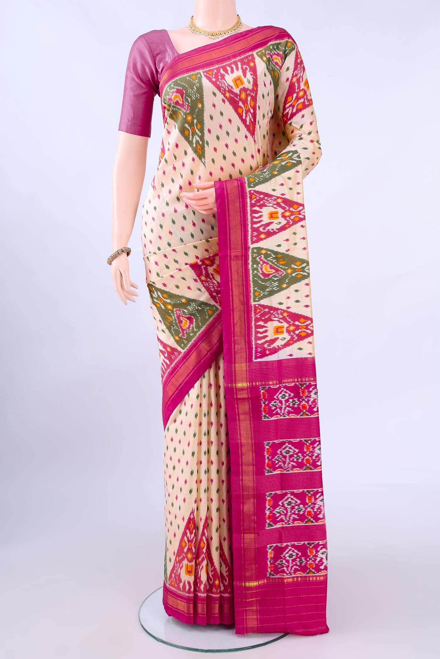 multi Dual Tone Pochampally Silk Saree