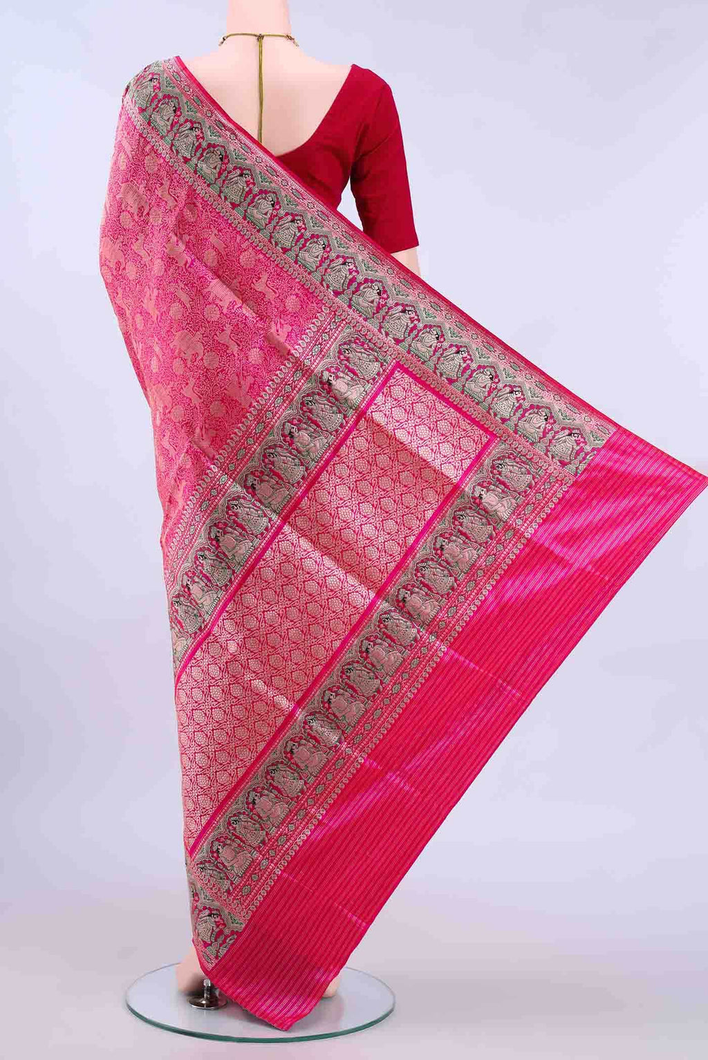 Rose pink Banarasi Silk Saree
